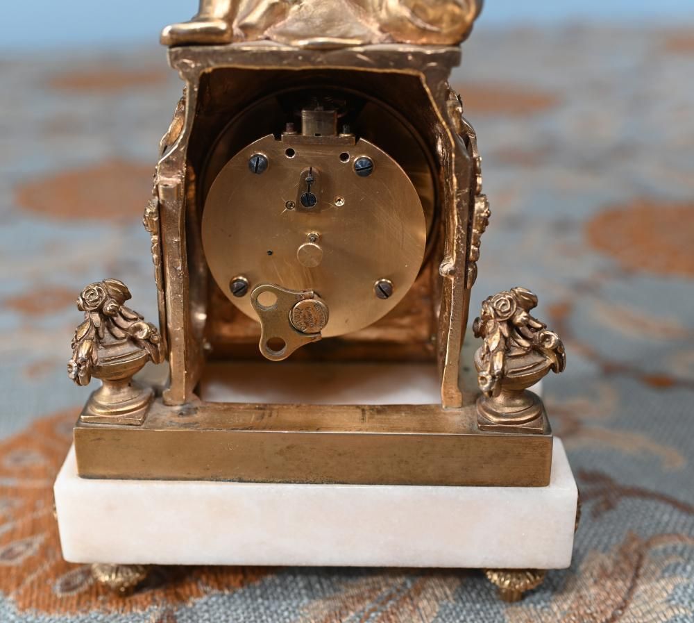 English Gilt Mantel Clock Cherub St James London 1880 photo vintage