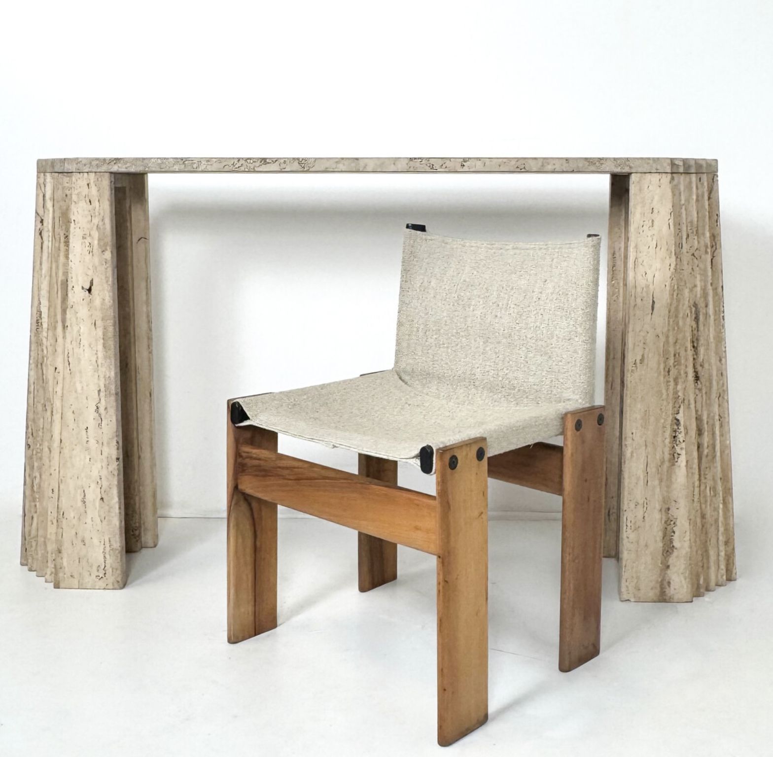 Mid Century Travertine Console, Italy photo Furniture