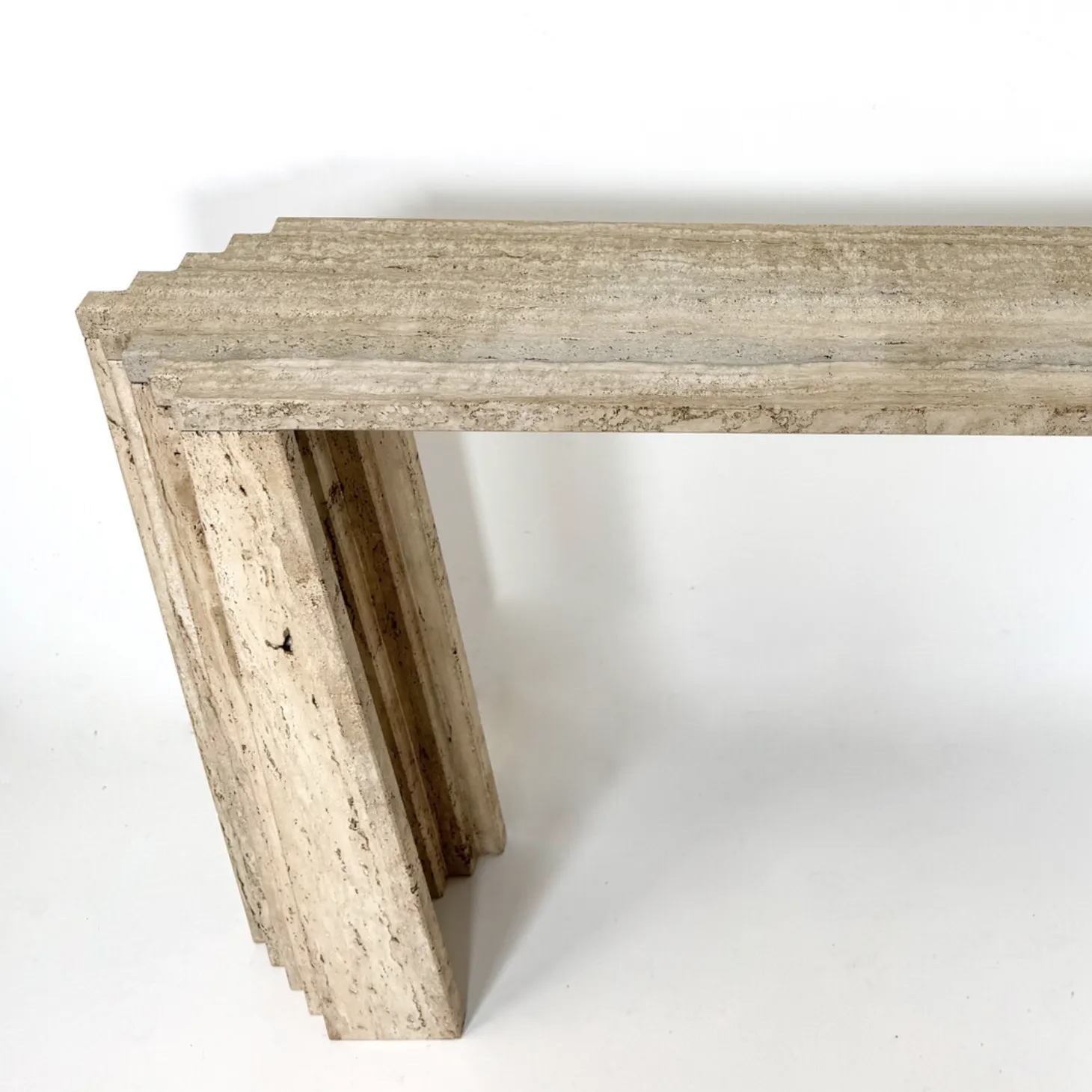 photo furniture Mid Century Travertine Console, Italy
