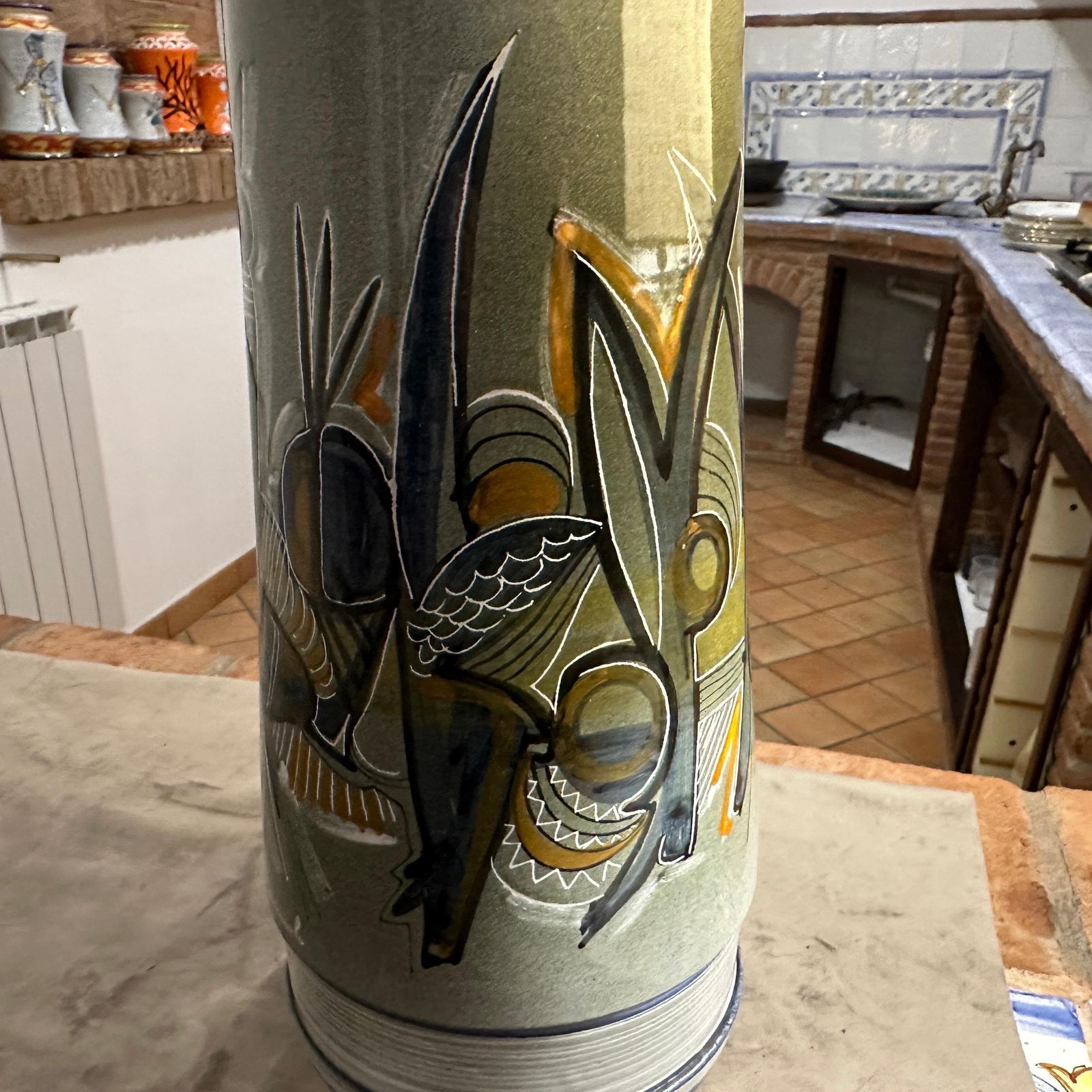 A Unique 1960s Futurist Hand Painted Ceramic Vase By Cianciolo For Nova photo Home Decor