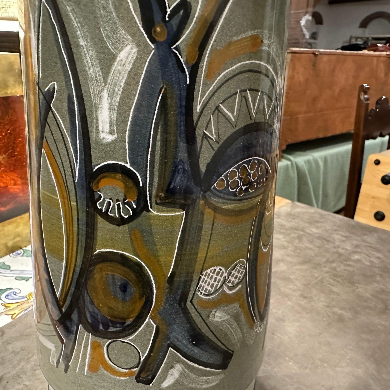 A Unique 1960s Futurist Hand Painted Ceramic Vase By Cianciolo For Nova photo vinterior