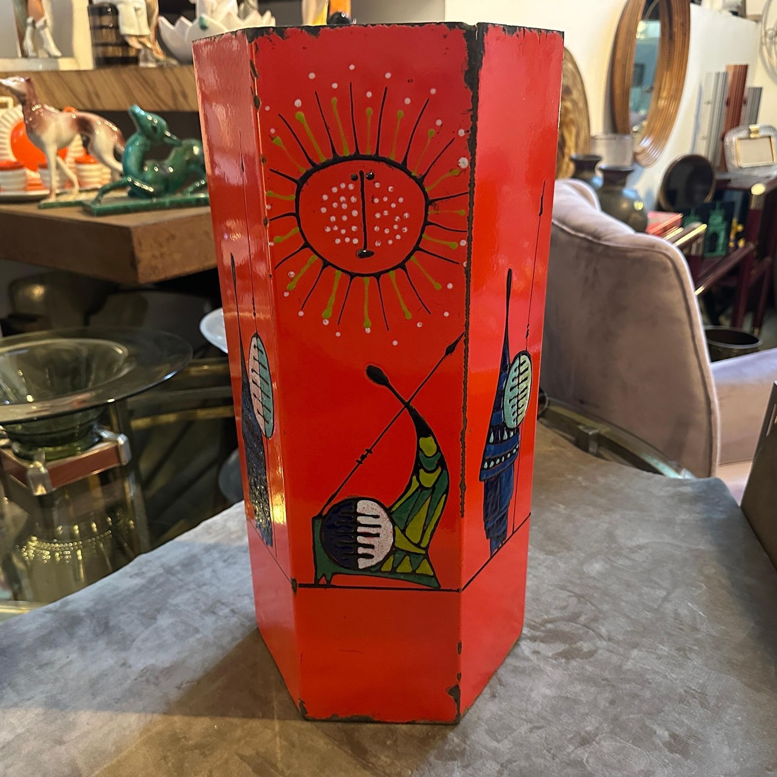 photo for sale 1960s Mid Century Modern Lacquered Iron Italian Umbrella Stand