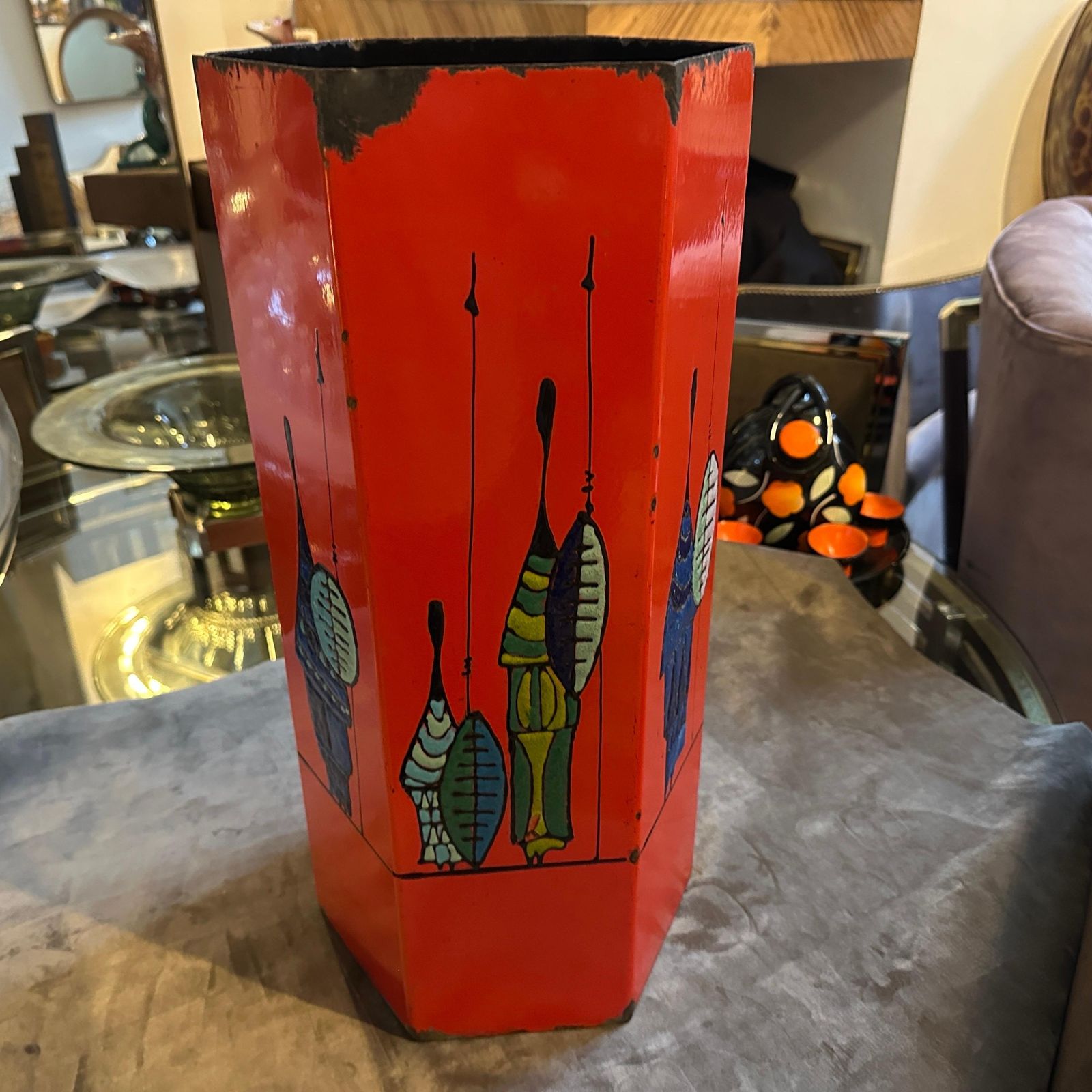813.0 1960s Mid Century Modern Lacquered Iron Italian Umbrella Stand photo