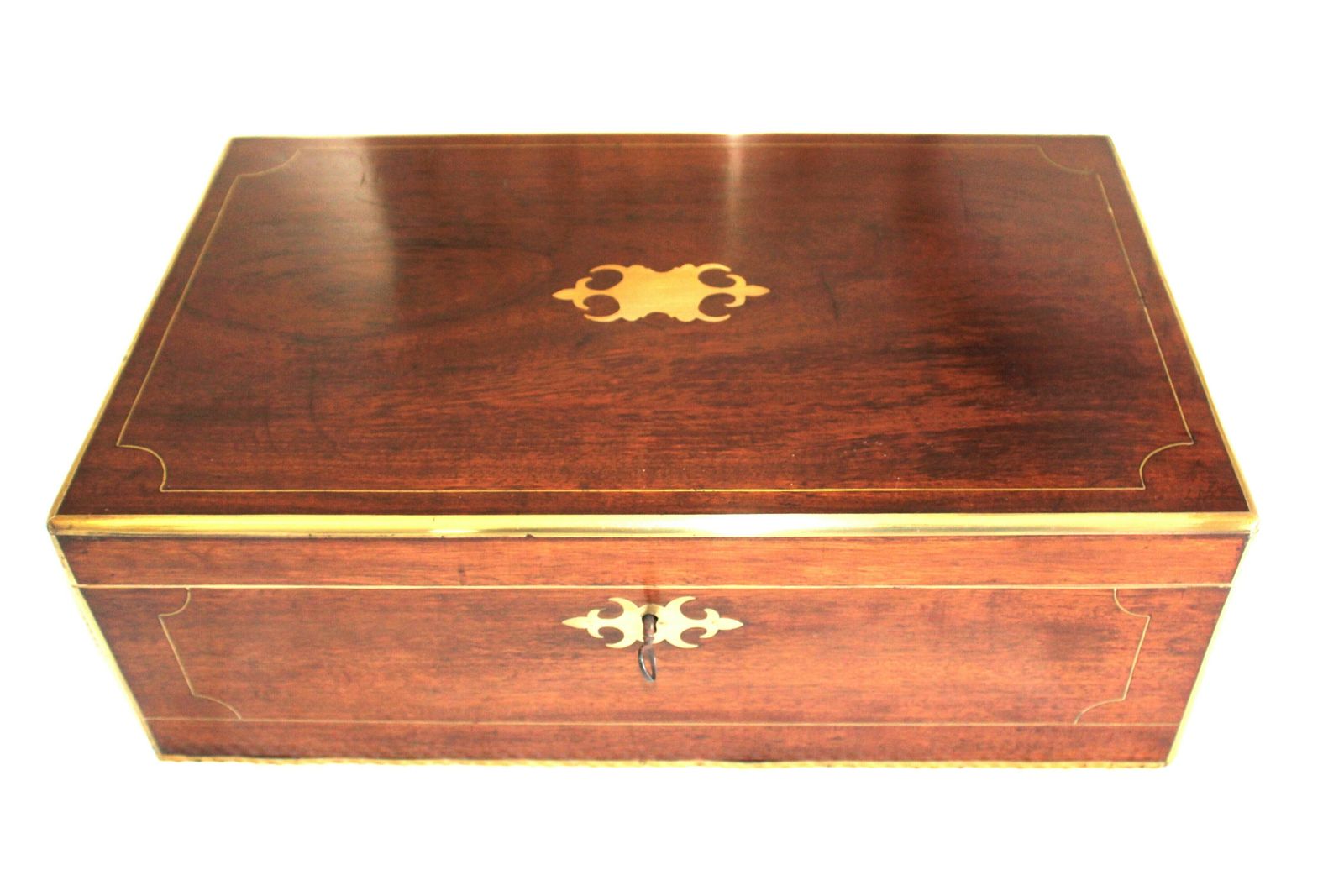 Elegant Victorian Writing Slope In Walnut, Secret Drawers, Ink Bottles, Working Lock With Key. photo Home Decor