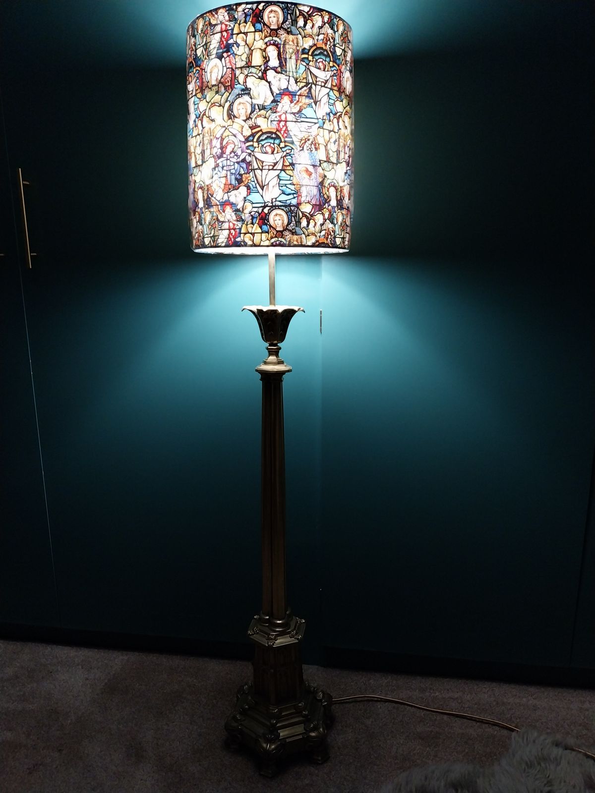 photo buy Gothic Cast And Sheet Brass Church Candle Stand Floor Or Table Lamp.