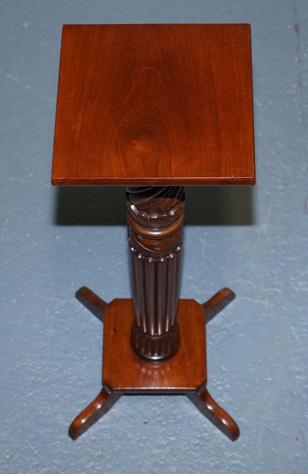photo for sale Vintage Carved Hardwood Barley Twist Pedestal Stand Display Plant Stand