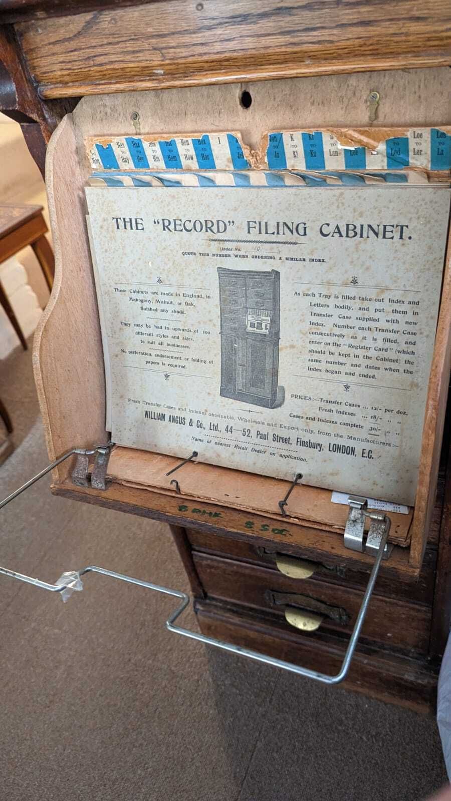 William Angus Late 19th / Early 20th Century Oak Filing Cabinet photo furniture