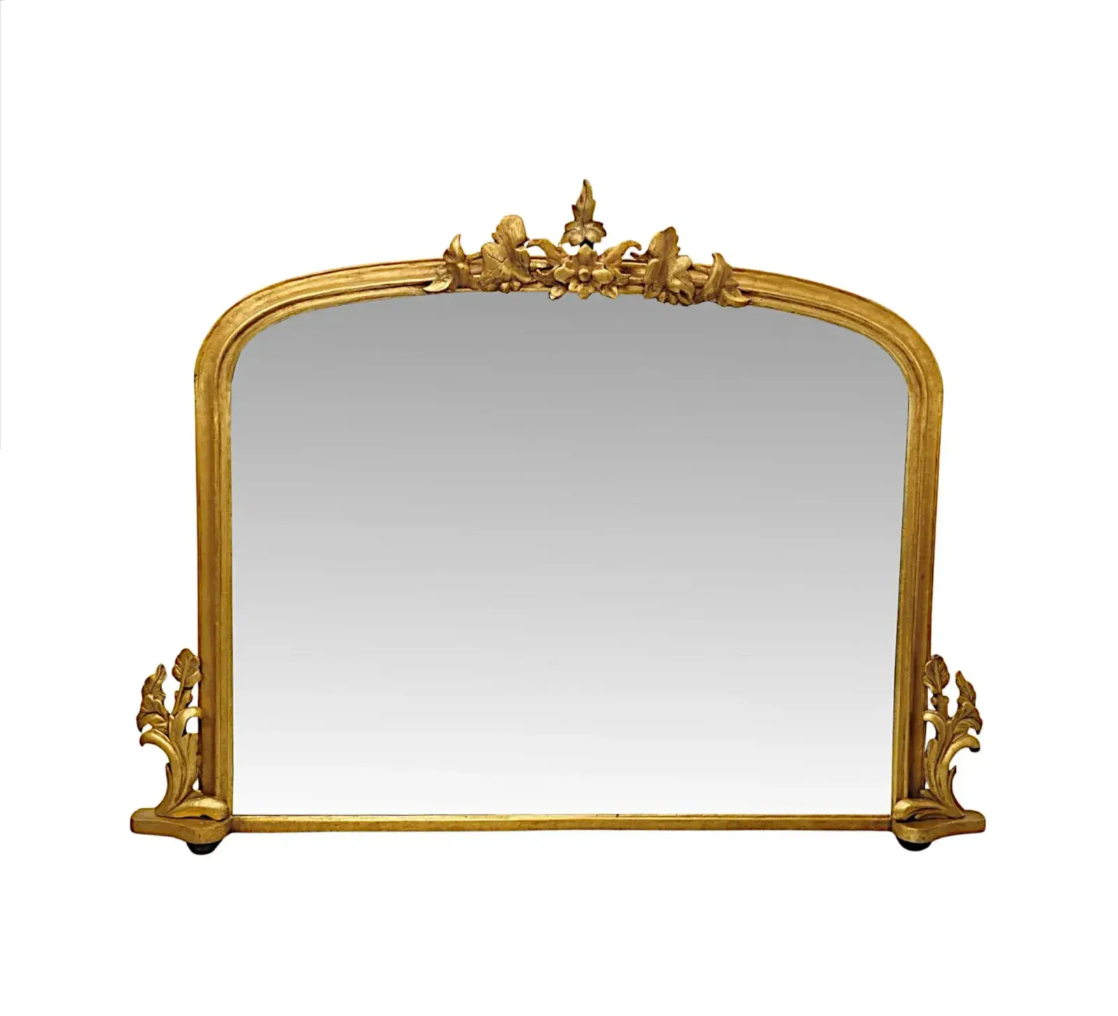 A Stunning Fully Restored 19th Century Archtop Giltwood Overmantel Mirror
