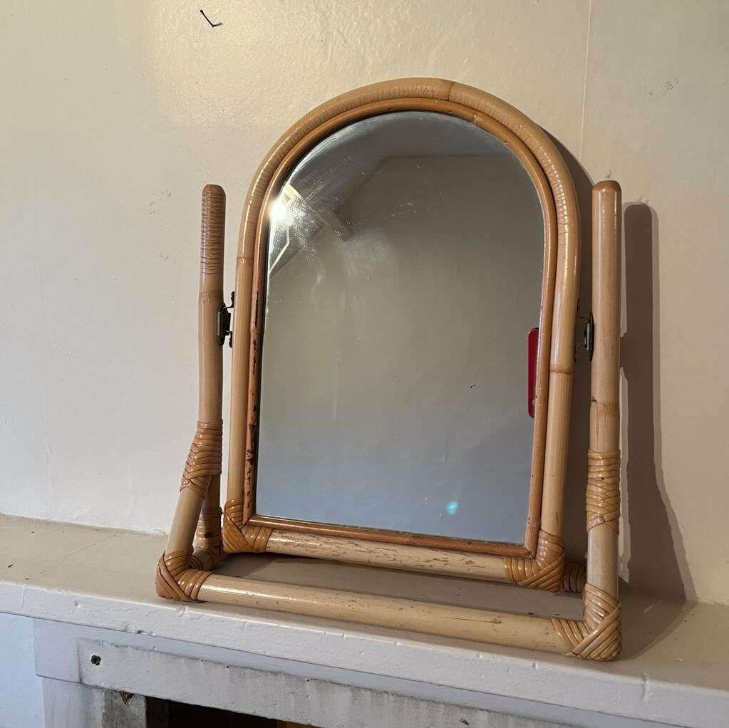 Vintage Bamboo Swing Mirror, 1970s photo vinterior