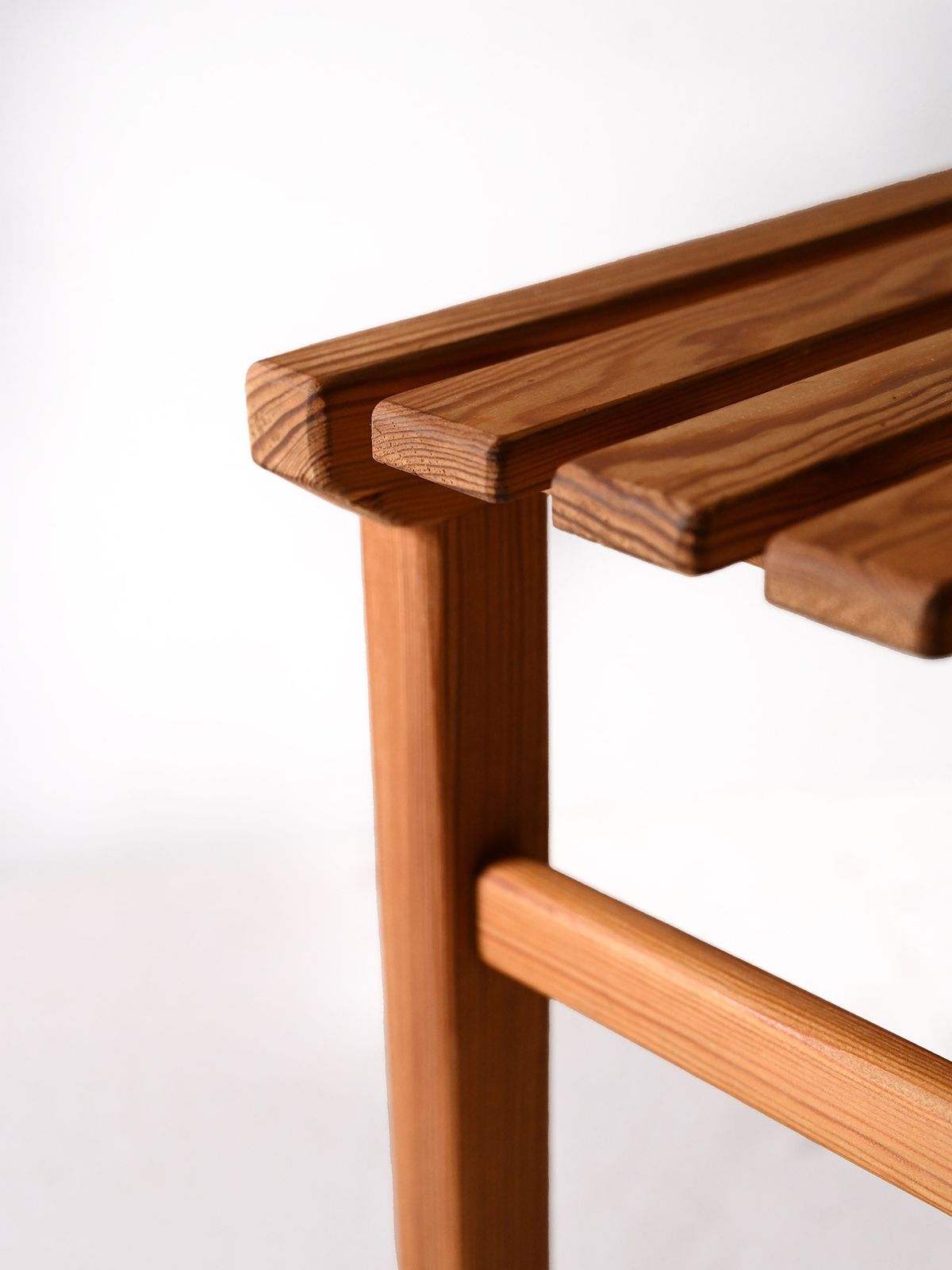 Scandinavian 1960s Pine Slatted Stool photo Furniture