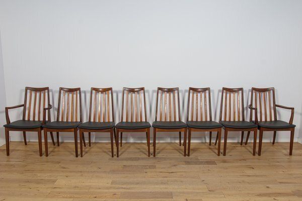 Mid Century Teak And Leather Dining Chairs By Leslie Dandy For G Plan, 1960s, Set Of 8 photo furniture