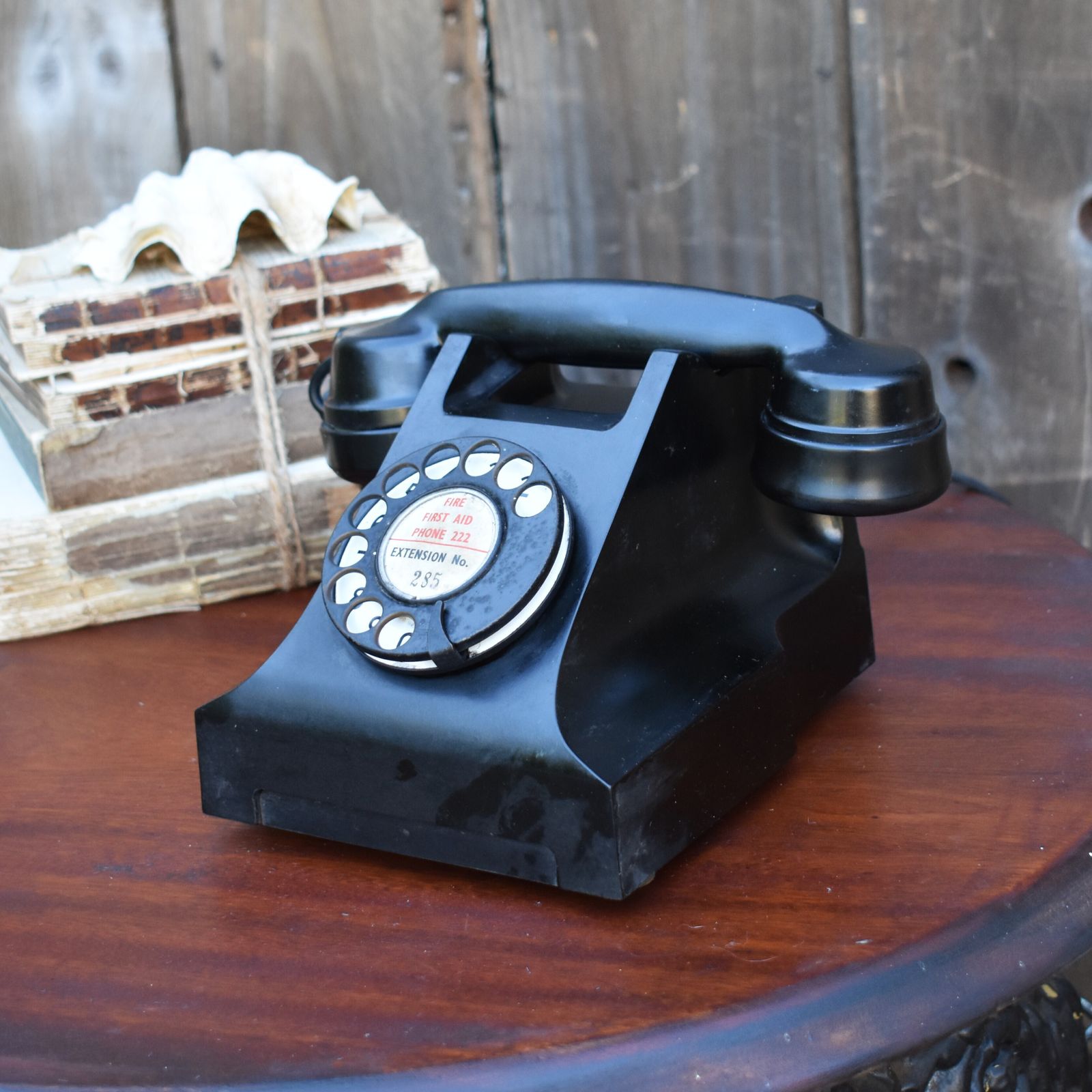 Antique 1940s Atm Black Bakelite Rotary Telephone England Vintage Prop Untested