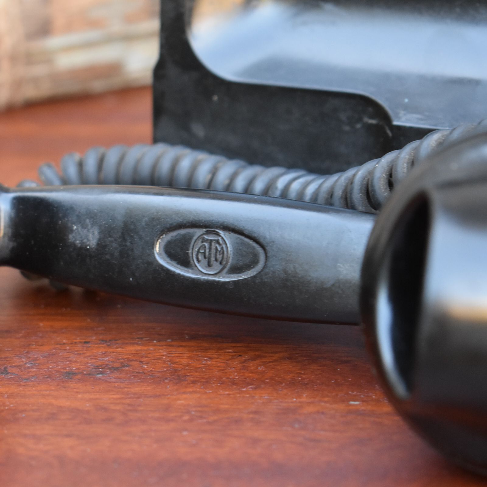 Antique 1940s Atm Black Bakelite Rotary Telephone England Vintage Prop Untested photo for sale