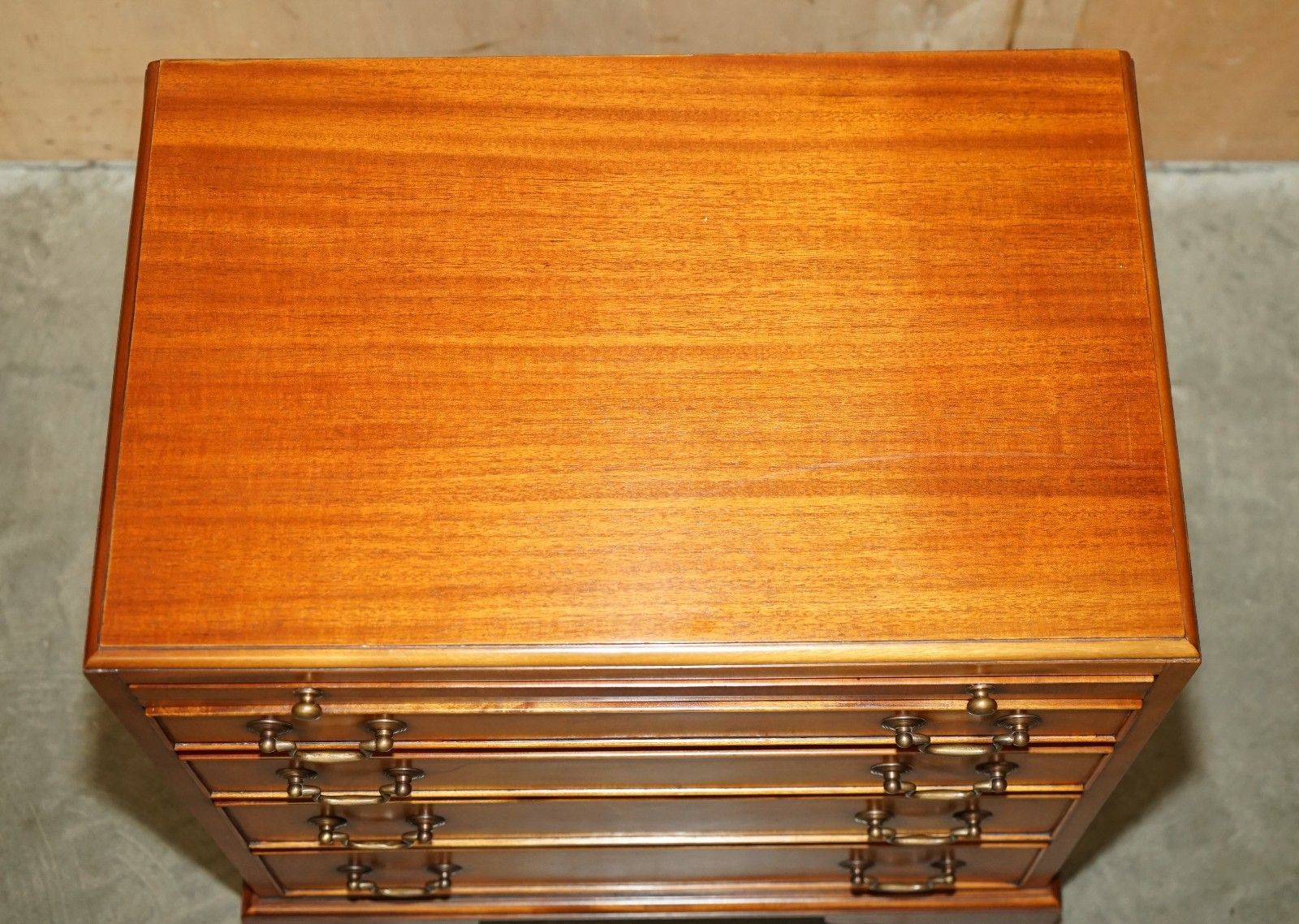 Lovely Walnut Brown Leather Military Campaign Nightstand Drawers Or Side Table photo Furniture