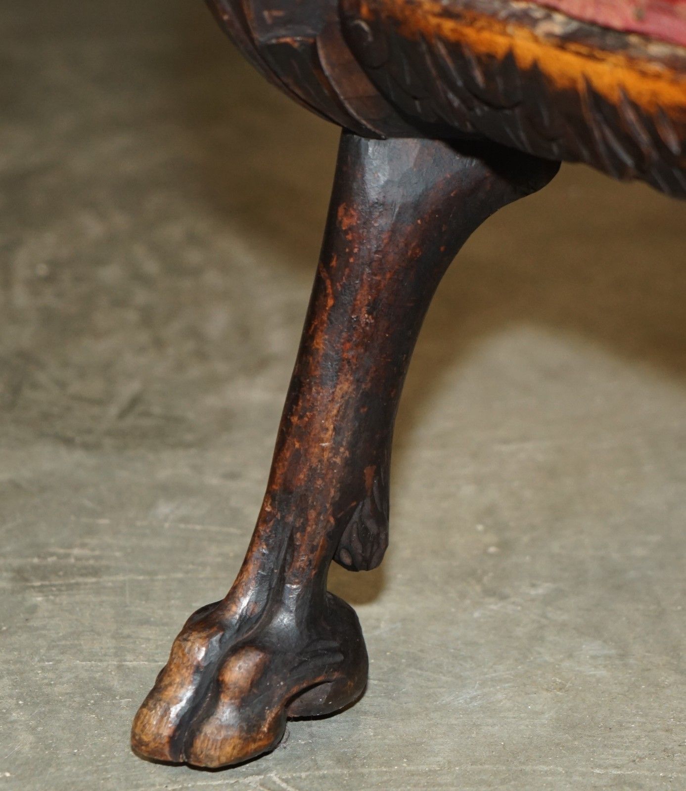 Furniture Hand Carved Antique French Empire Griffin Armorial Crest Coat Of Arms Armchair photo