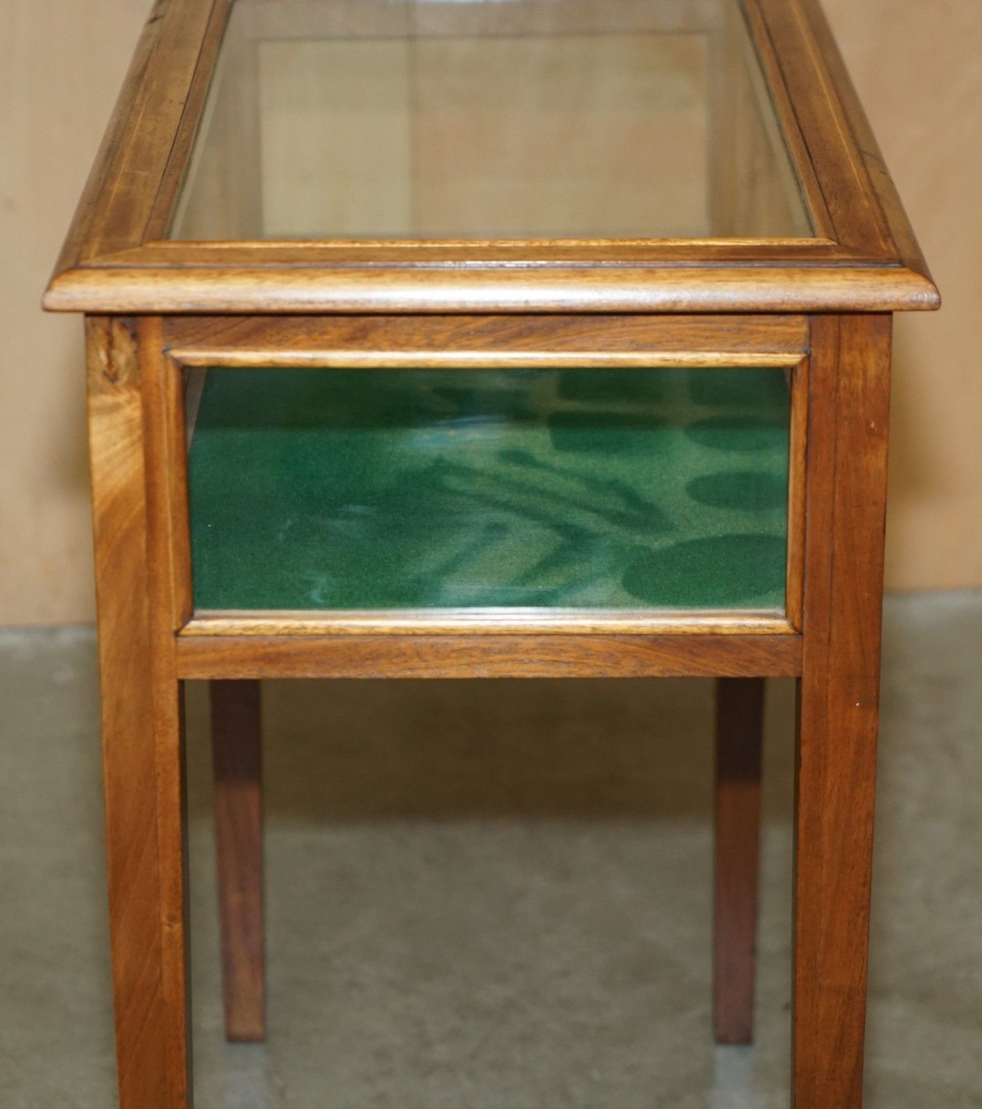Antique Edwardian Mahogany Glass Display Case Side End Table For Trinkets Etc photo buy