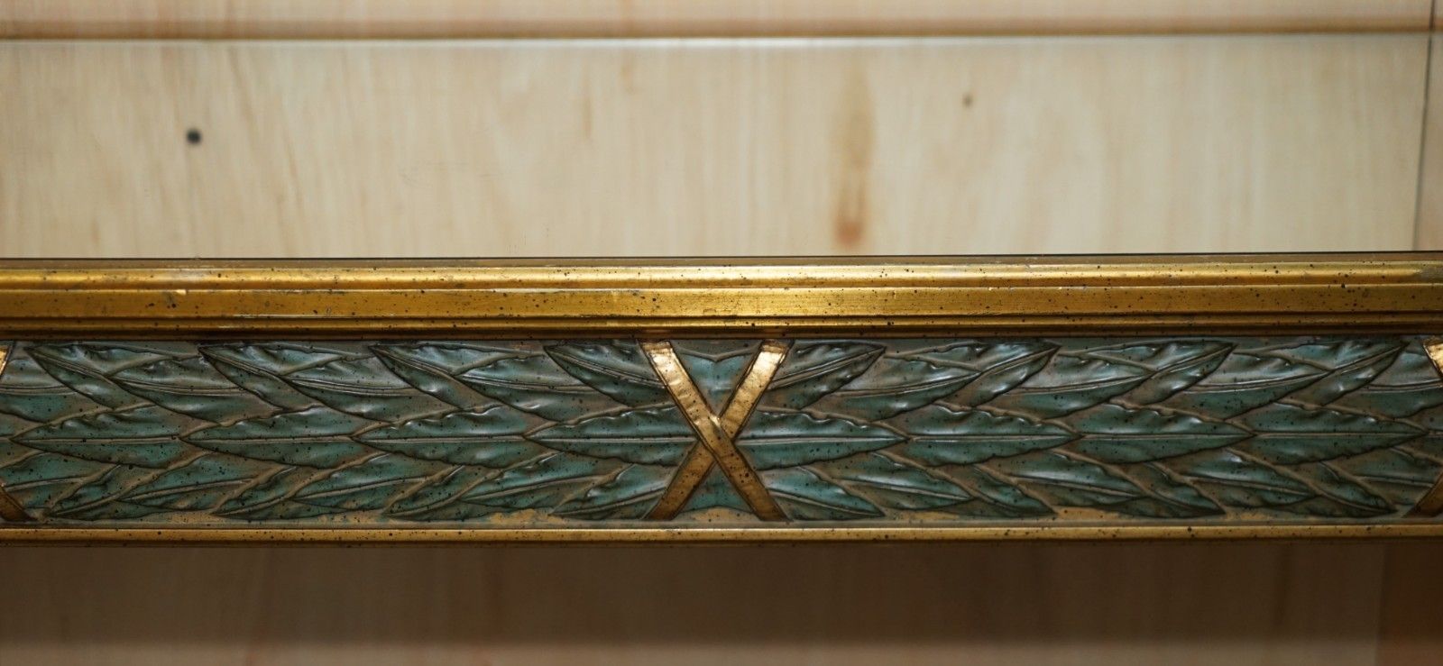 Vintage Italian Carved Style Console Table With Glass Mirrored Top photo Furniture