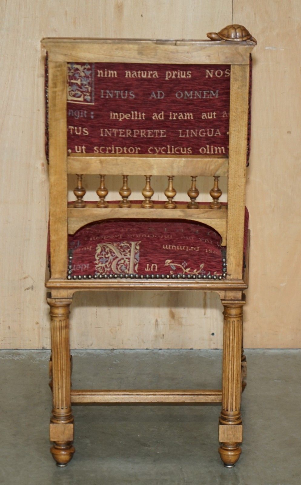 photo for sale Six Antique French Walnut Dining Chairs Depicting A Frog Snail Lizard Tortoise
