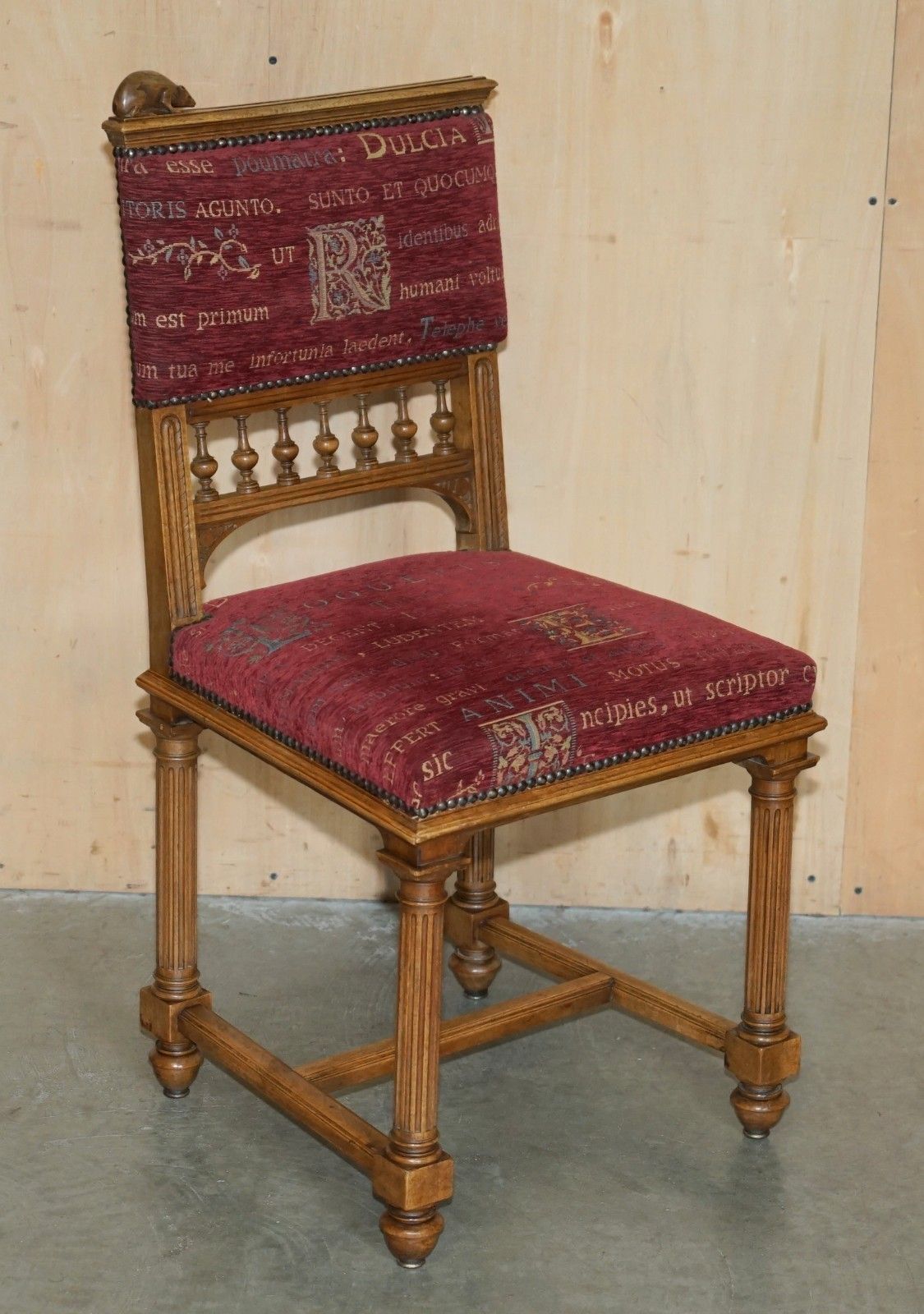Furniture Six Antique French Walnut Dining Chairs Depicting A Frog Snail Lizard Tortoise photo