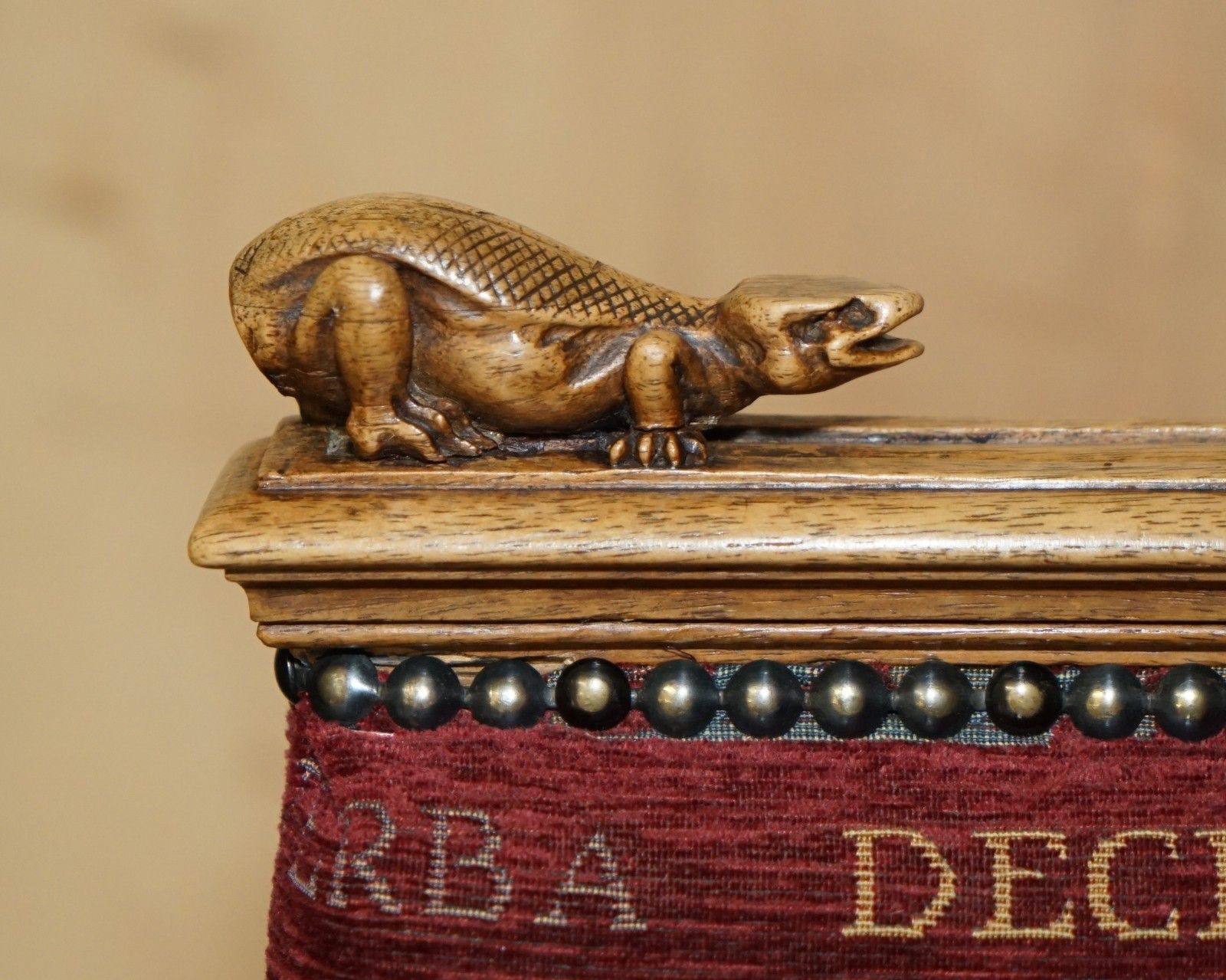 photo buy Six Antique French Walnut Dining Chairs Depicting A Frog Snail Lizard Tortoise