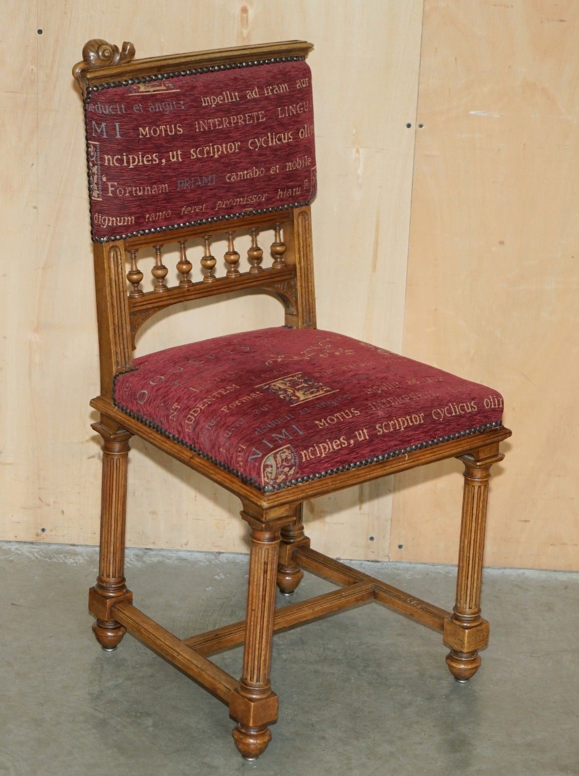 photo vintage Six Antique French Walnut Dining Chairs Depicting A Frog Snail Lizard Tortoise