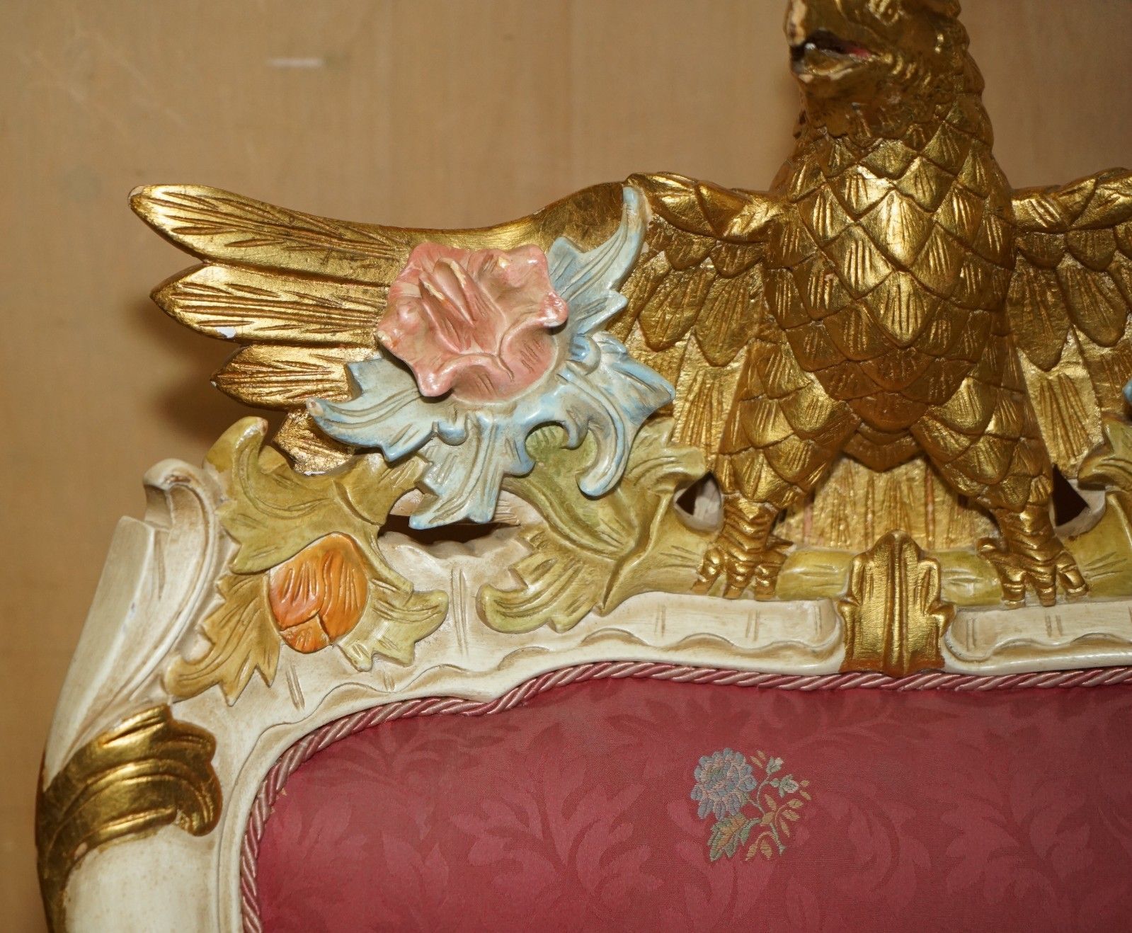 Hand Carved & Painted Vintage French Empire Style Eagle Sofa And Armchair Suite photo vintage