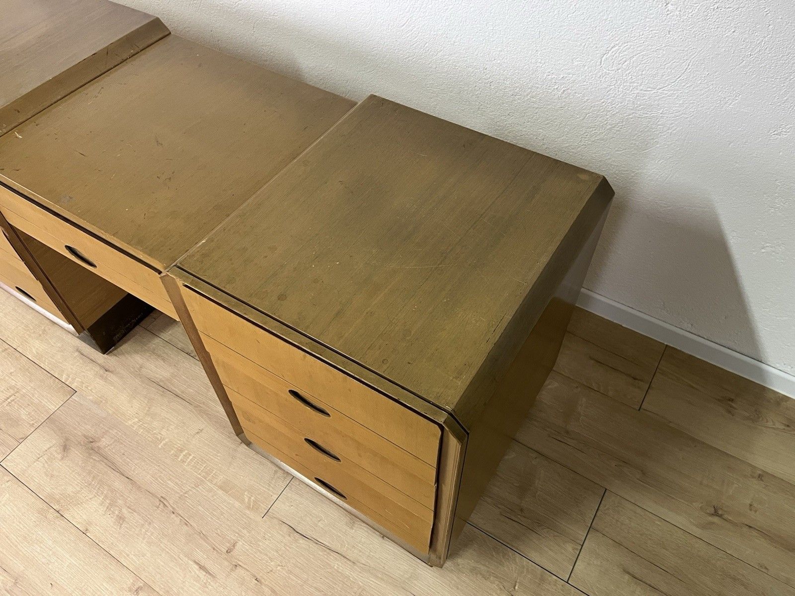 Furniture 1960’s Brass Wood Console Chest Of Drawers Vintage Design photo