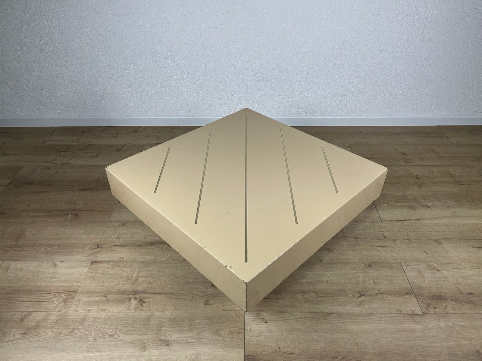 photo for sale Square Coffee Table Lacquered Wood Beige Deco 1950’s Vintage Design