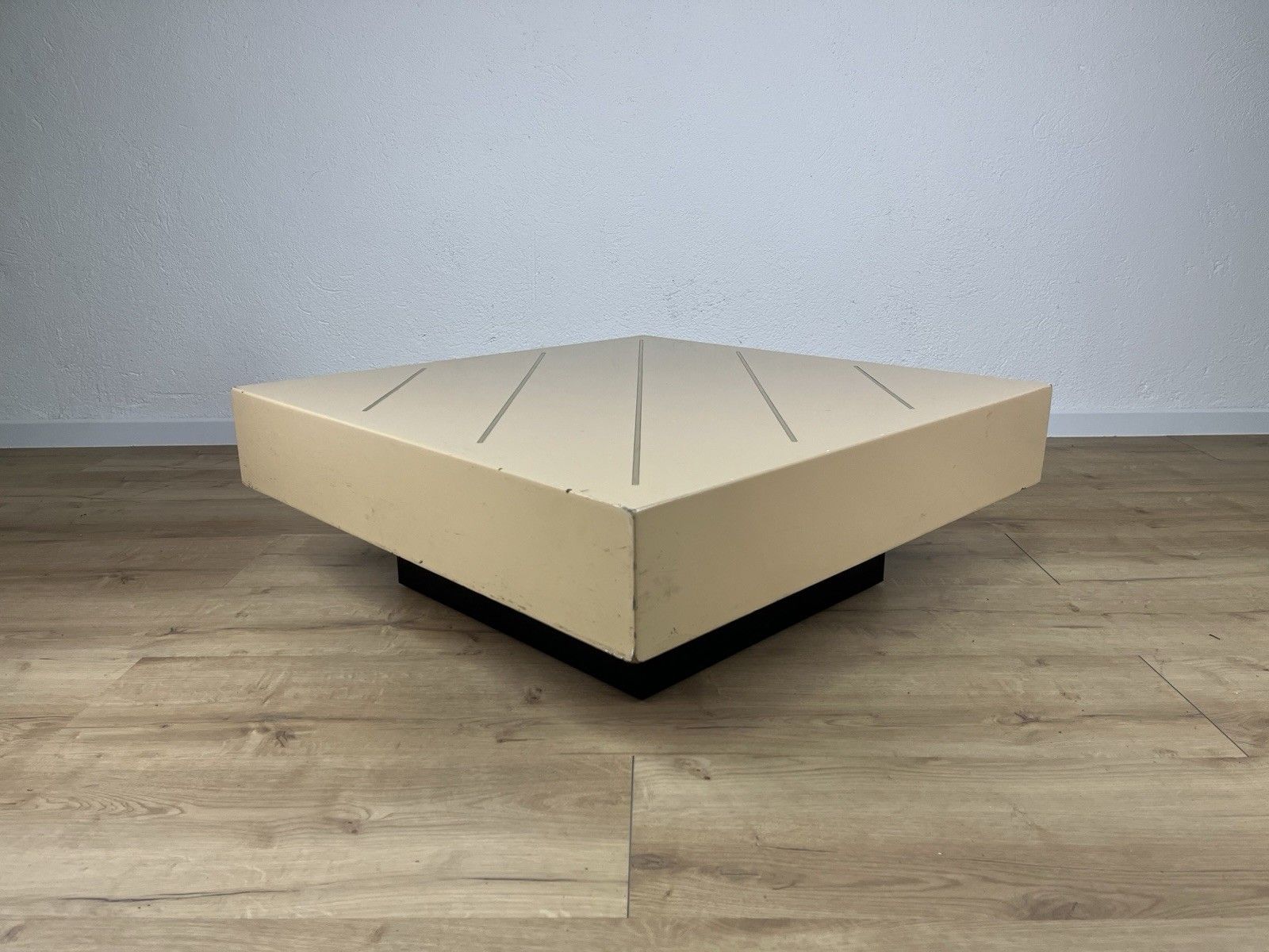 245.0 Square Coffee Table Lacquered Wood Beige Deco 1950’s Vintage Design photo