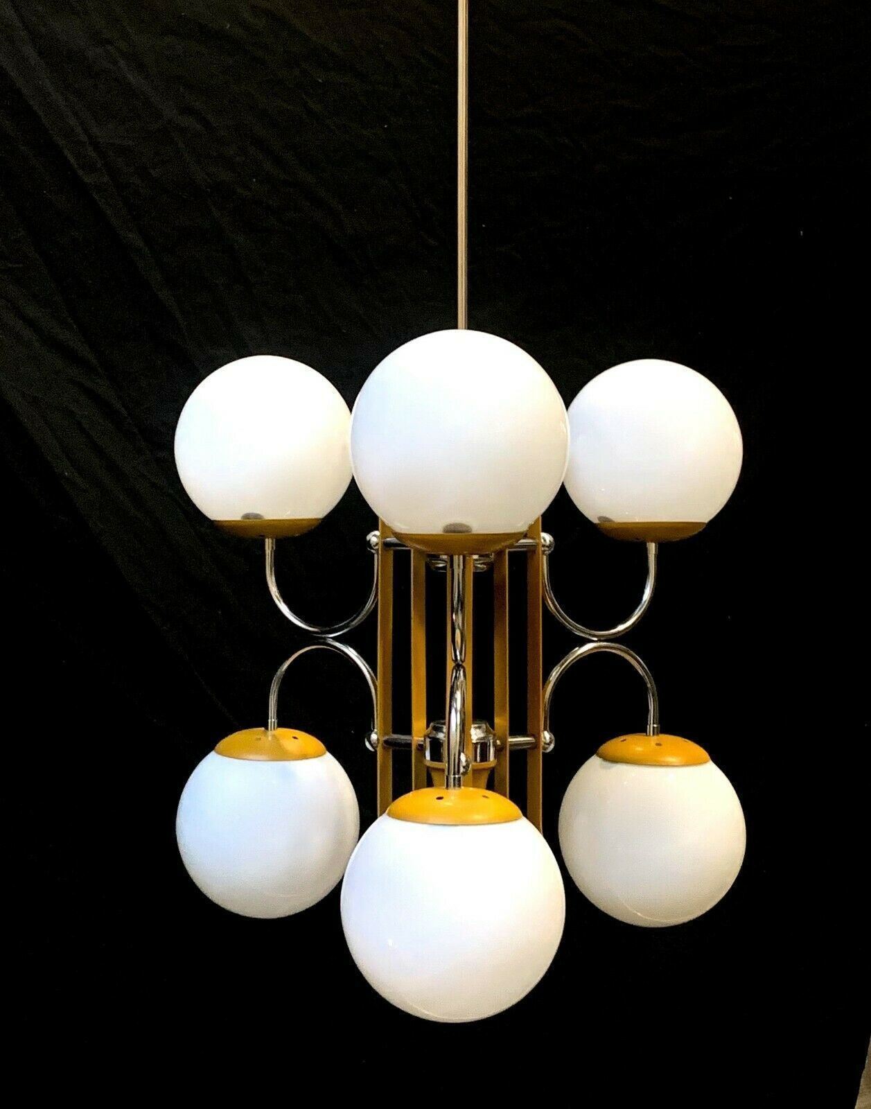 Chandelier Attributed To Stilnovo From The 1950s With Yellow Balls