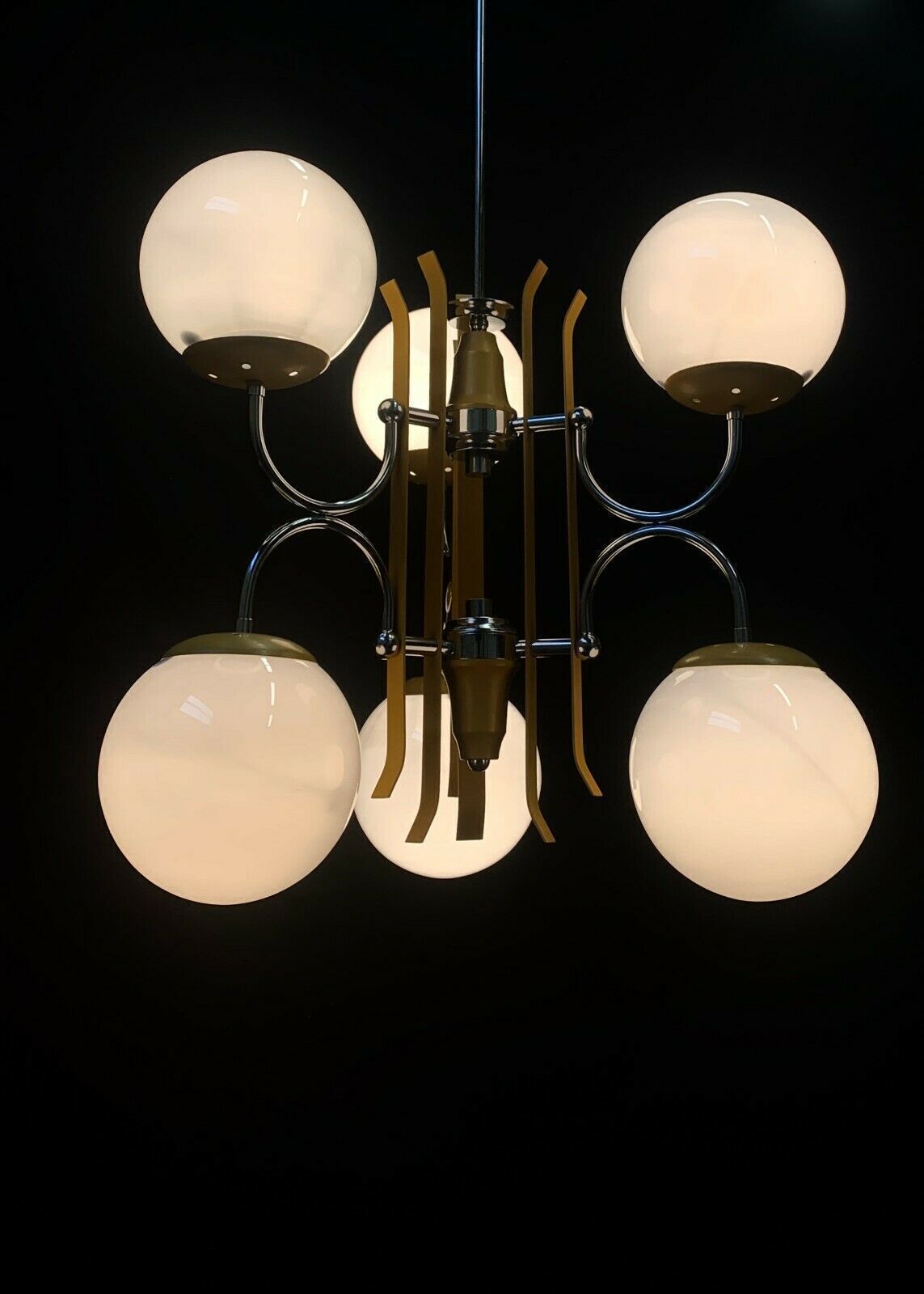 Chandelier Attributed To Stilnovo From The 1950s With Yellow Balls photo vinterior