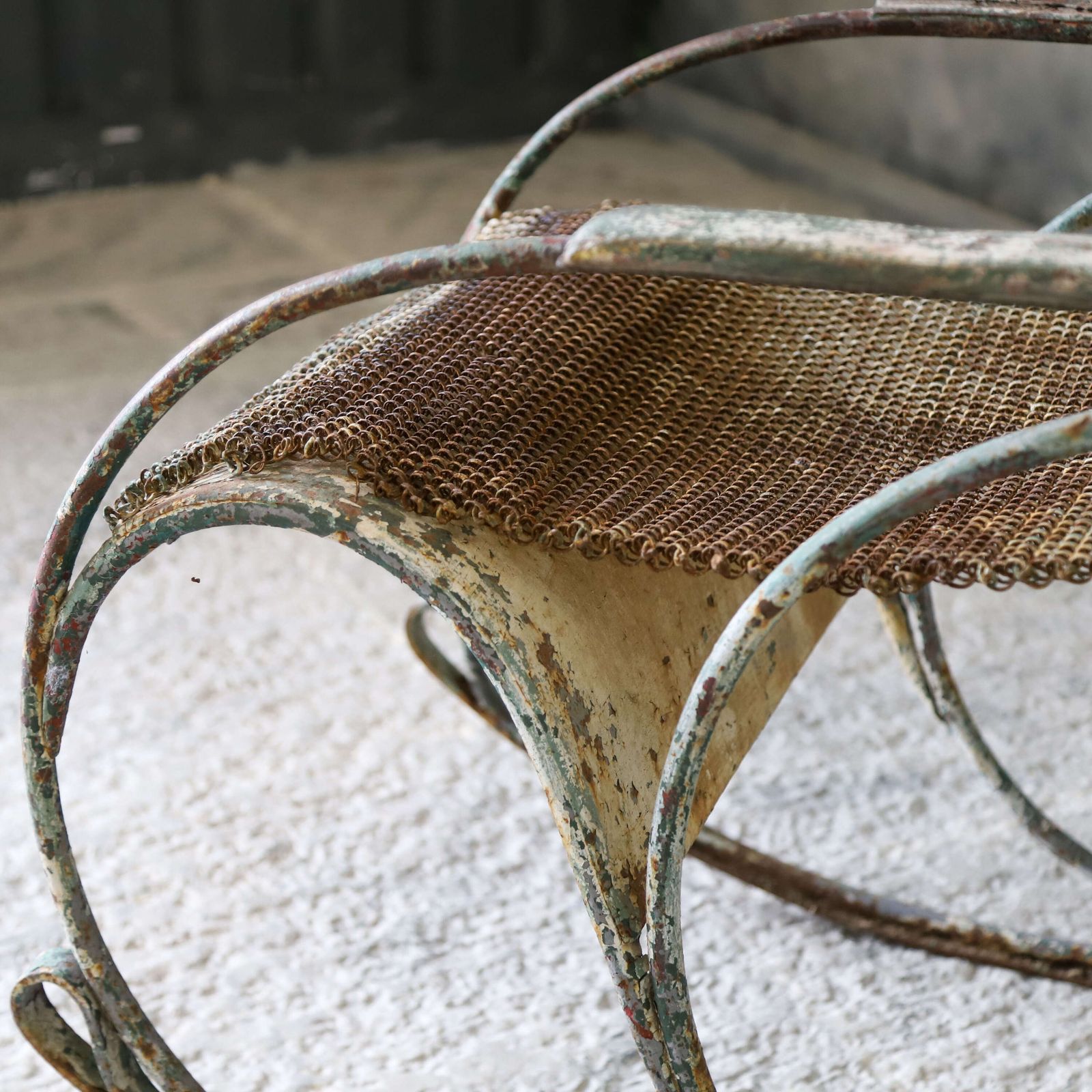 Rare French 19th Century Chain Link Rocking Chair With Time Worn Patina photo 1525.0