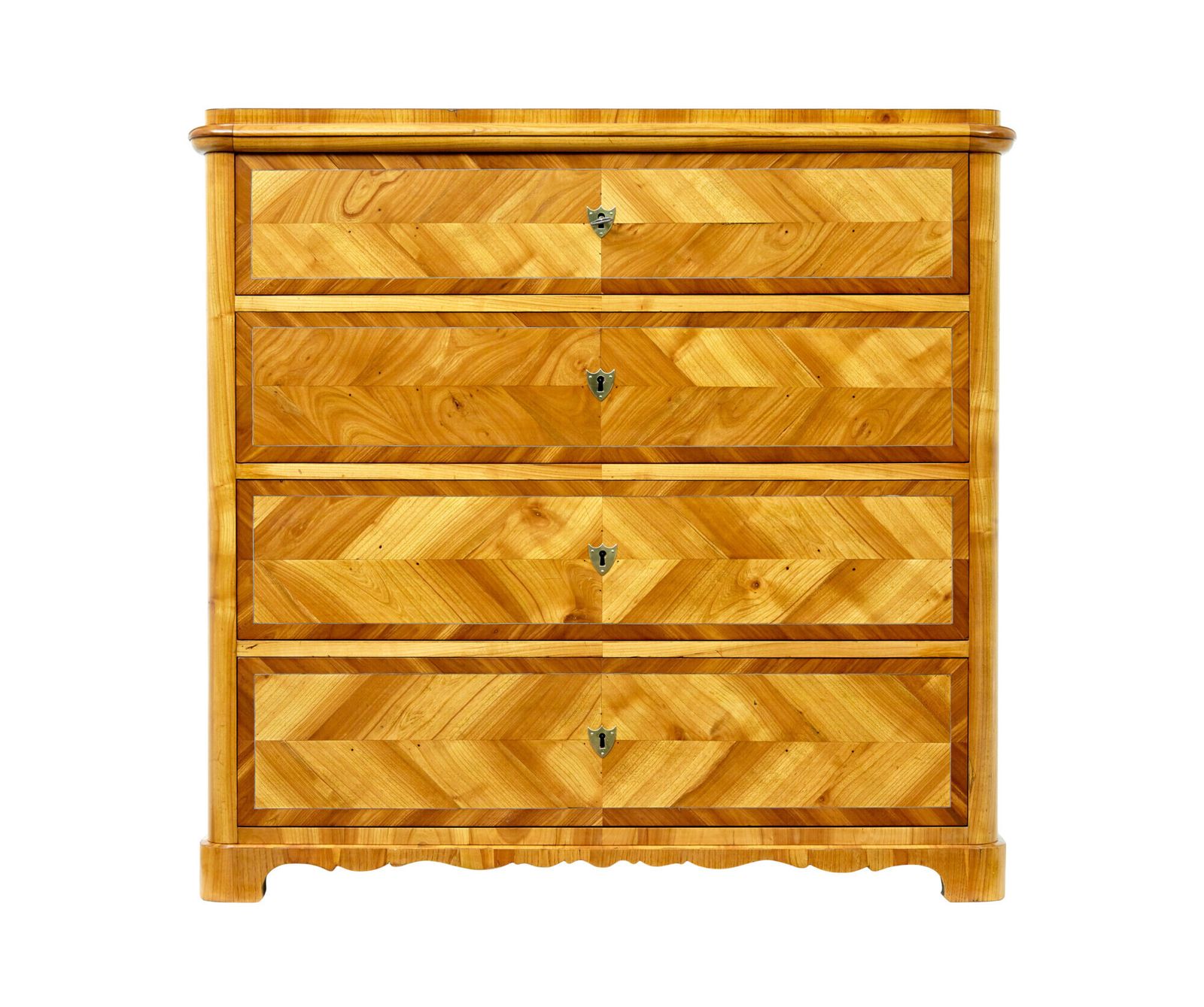 Mid 19th Century Scandinavian Inlaid Elm Chest Of Drawers photo vinterior