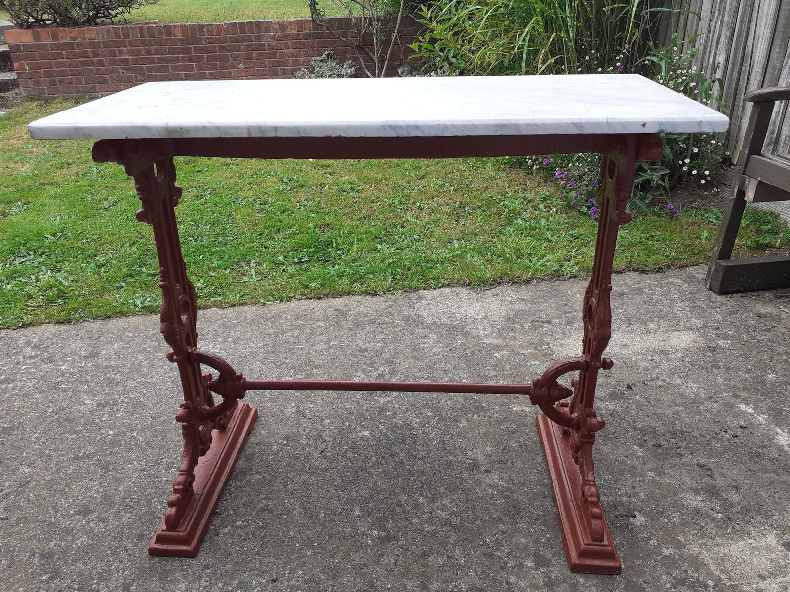 Cast Iron Victorian Garden Table With Marble Top photo Garden Furniture