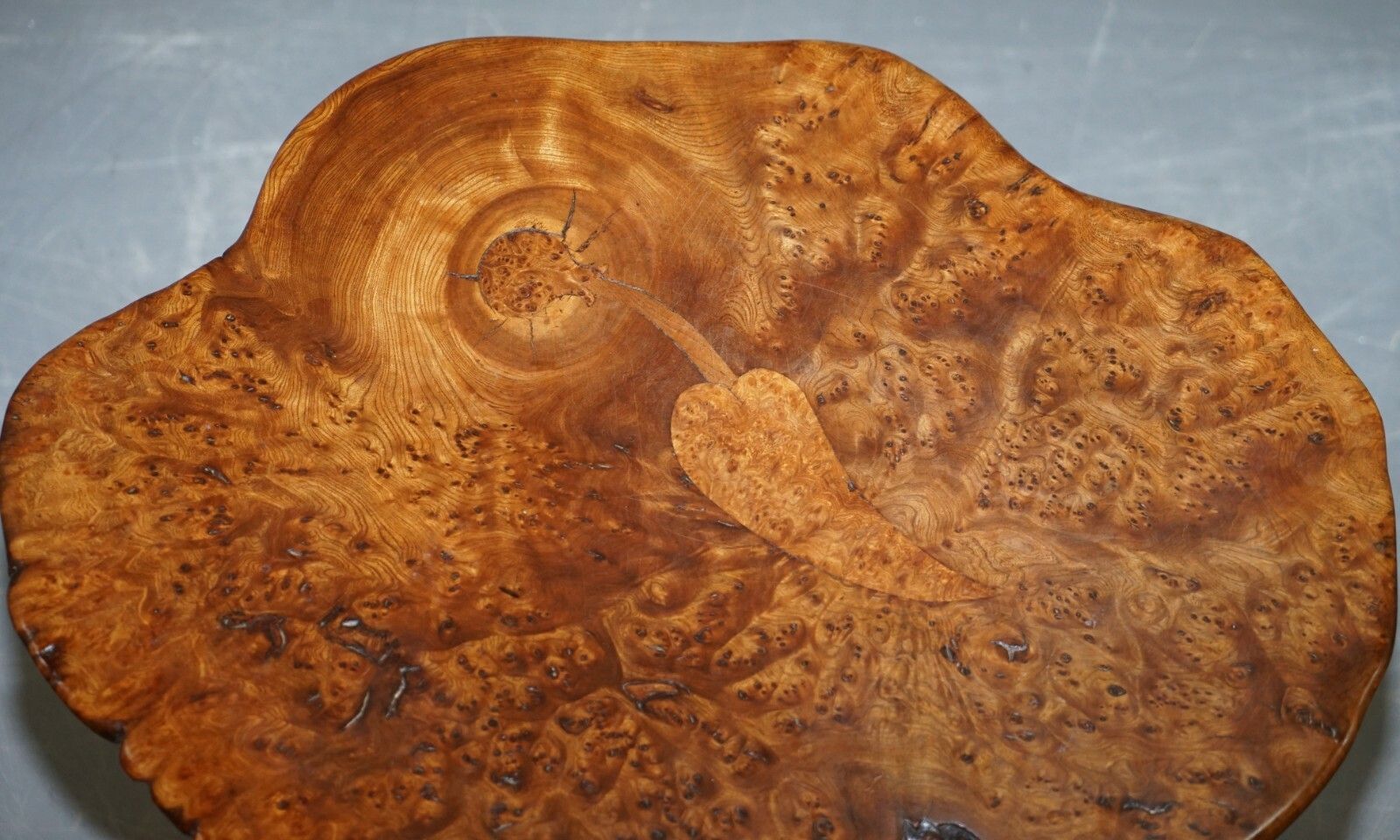 Exquisite Solid Burr Walnut Hand Crafted By Nature Side End Lamp Wind Table photo 3750.0