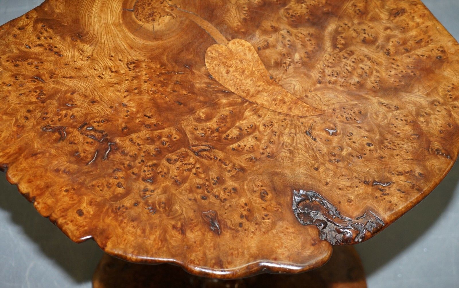 Exquisite Solid Burr Walnut Hand Crafted By Nature Side End Lamp Wind Table photo buy