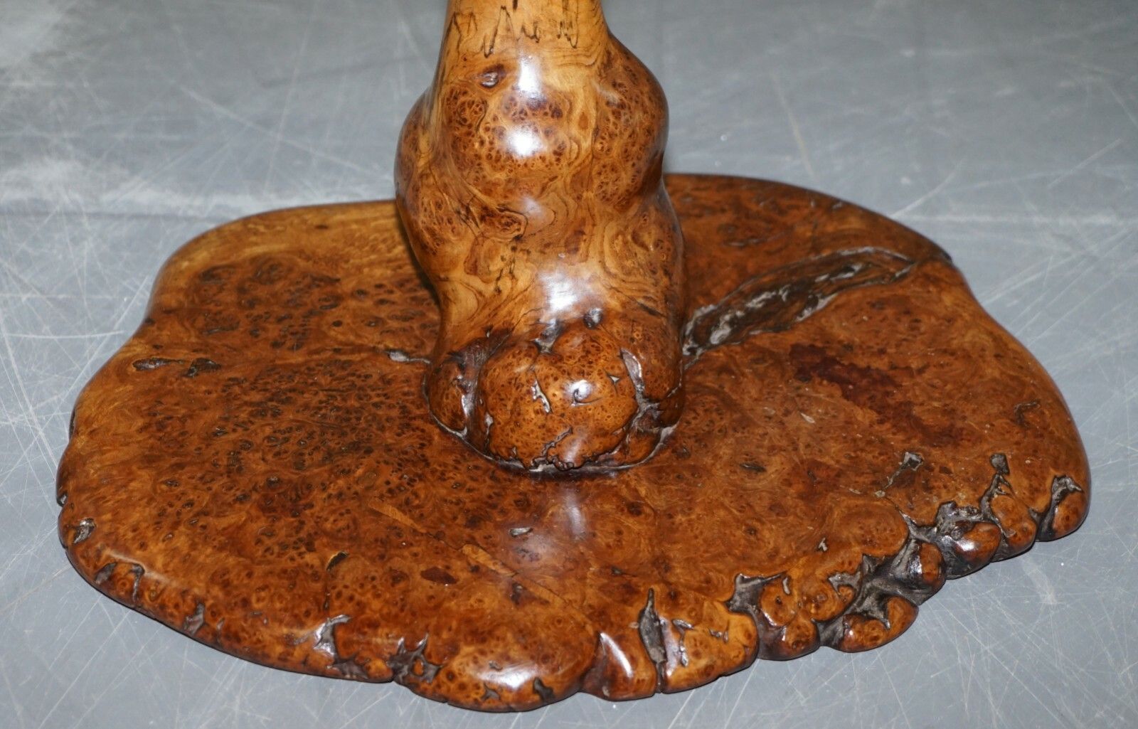 Furniture Exquisite Solid Burr Walnut Hand Crafted By Nature Side End Lamp Wind Table photo