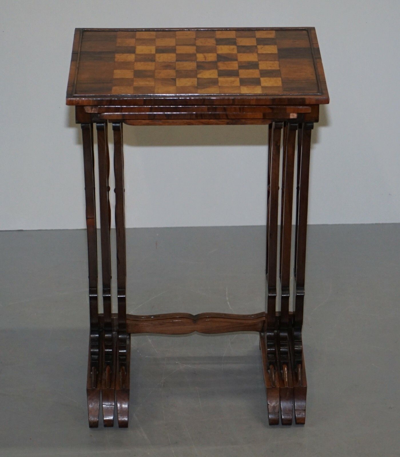 Fine Regency Nest Of Rosewood Tables With Chessboard Top Attributed To Gillows photo for sale