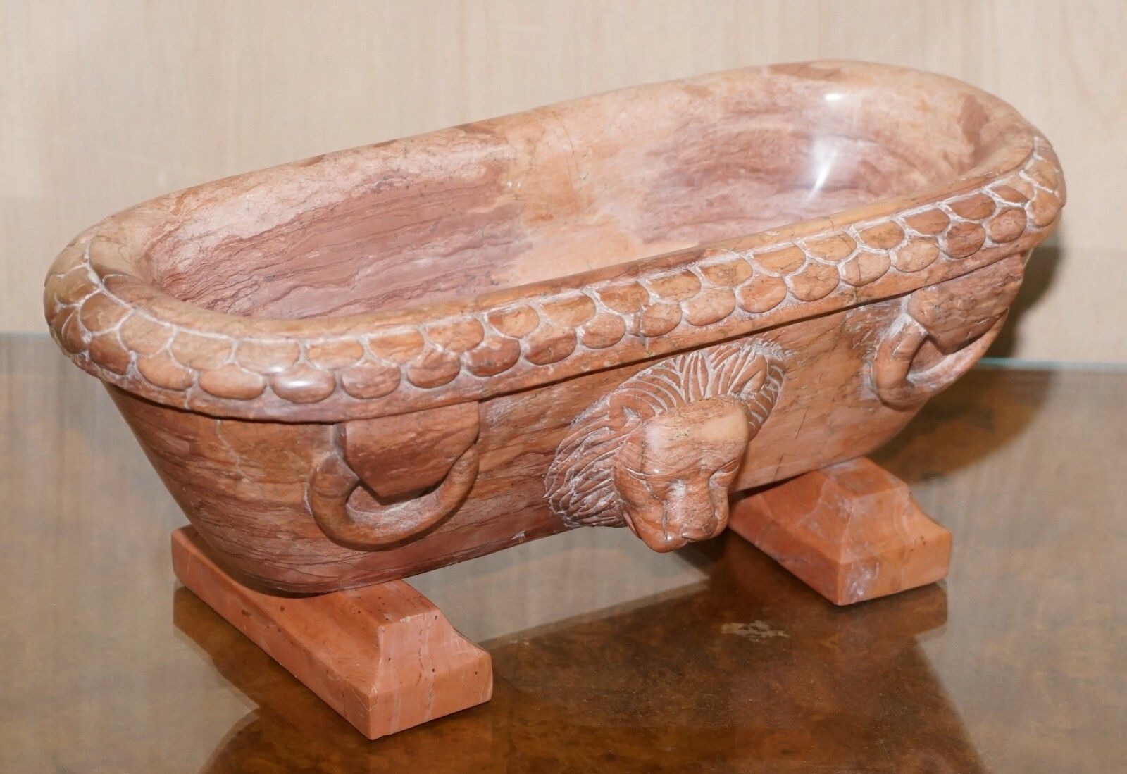 Rare Original Early 19th Century Roman Grand Tour Rosso Antico Marble Lion Bath photo furniture