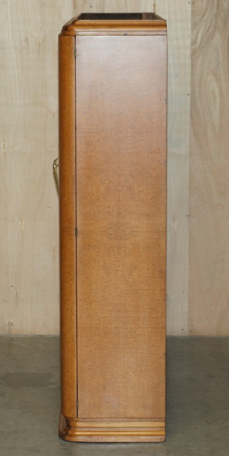 photo for sale Antique Art Deco Burr Maple Triple Bank Circa 1920's Wardrobe Mirrored Door