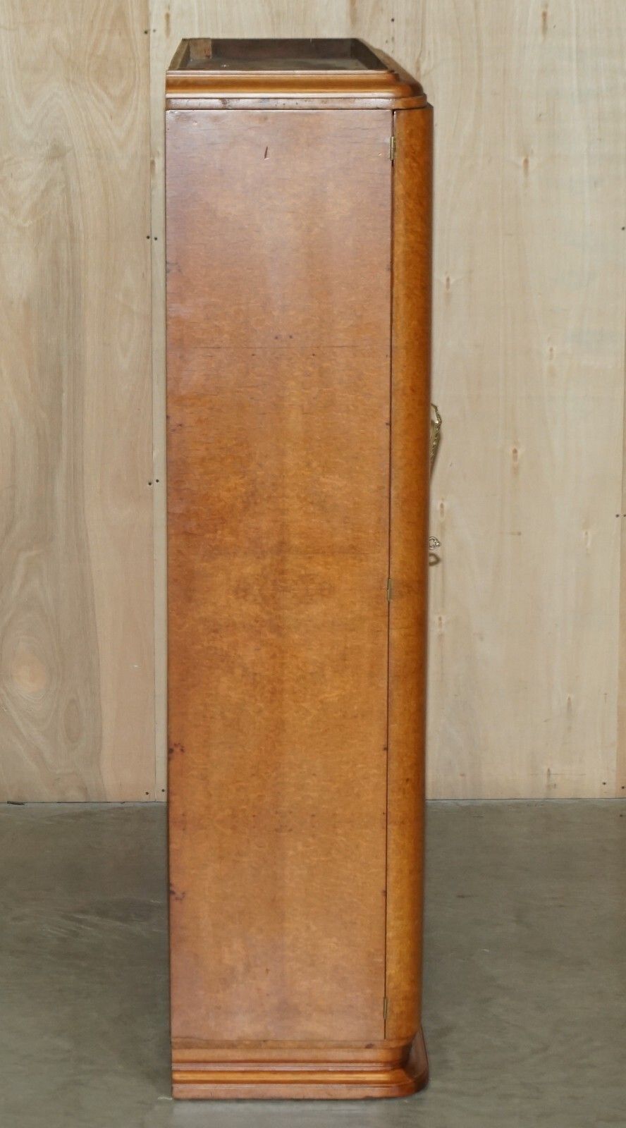 3750.0 Antique Art Deco Burr Maple Triple Bank Circa 1920's Wardrobe Mirrored Door photo