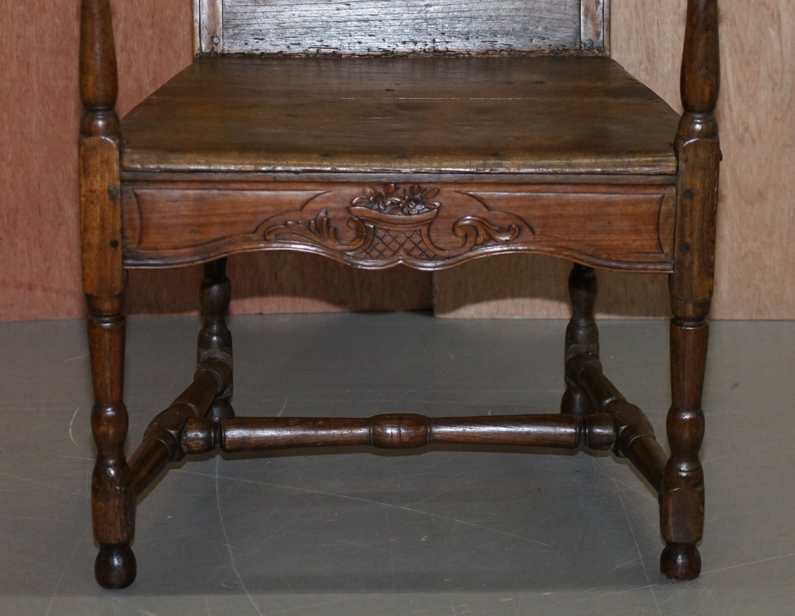 Furniture Lovely Original 18th Century Herve Liege Belgium Carved Wood Armchair Wainscot photo