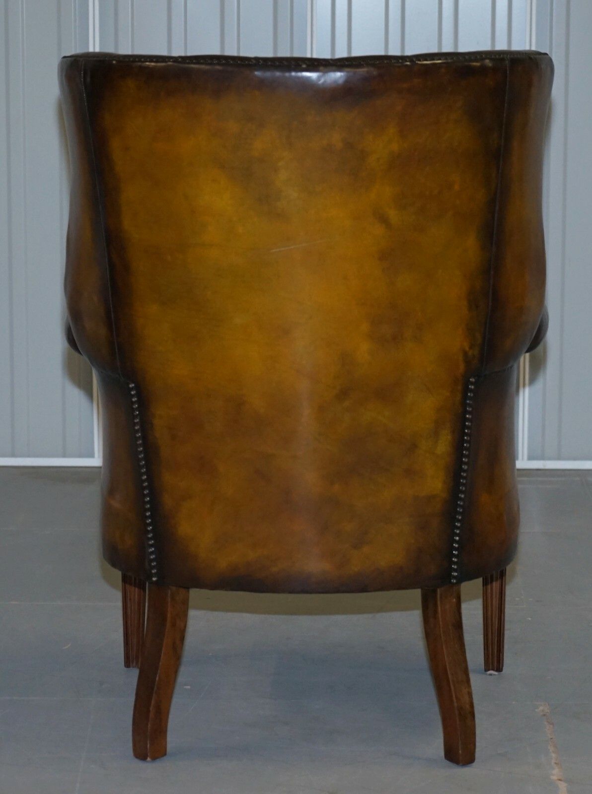 3500.0 Fully Restored Vintage Chesterfield Porters Wingback Armchair Brown Leather photo