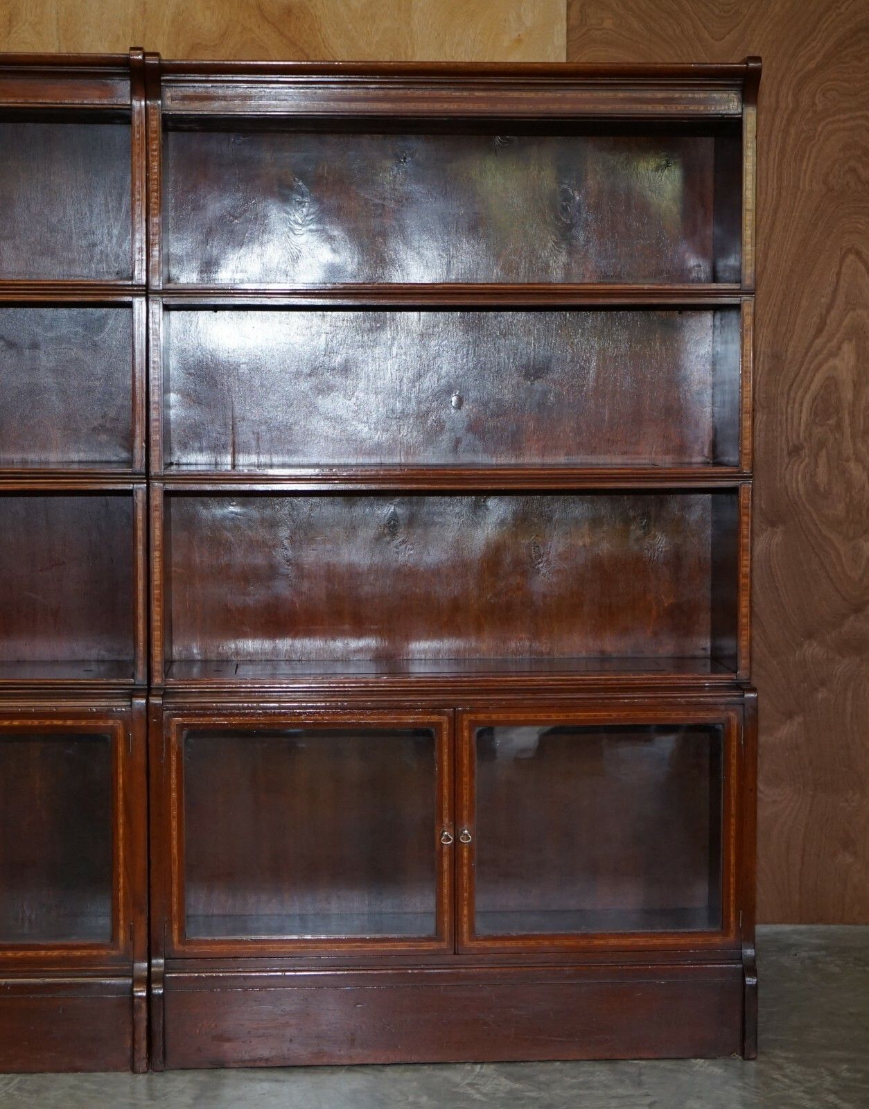 Antique Pair Of William Baker Co Mahogany Satinwood & Walnut Legal Bookcases photo Furniture