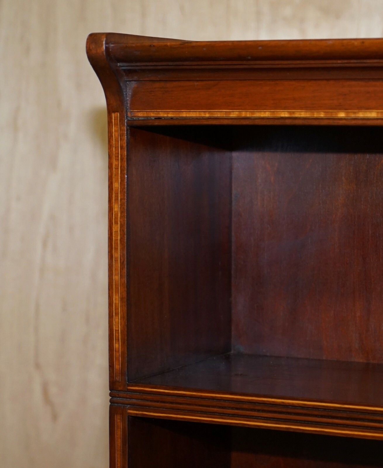 Furniture Antique Pair Of William Baker Co Mahogany Satinwood & Walnut Legal Bookcases photo