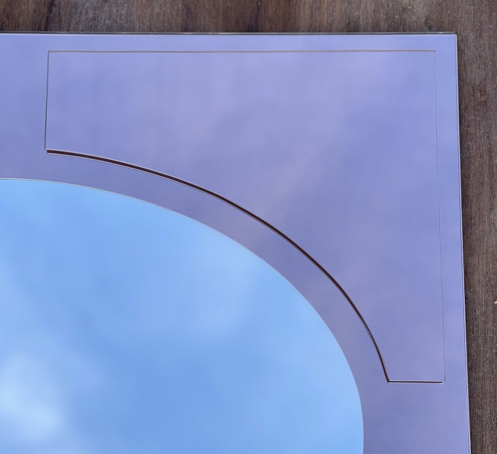 Large Pair Of Art Deco Amber Peach Bevelled Wall Mirrors Stunning Glass Patina photo 3500.0