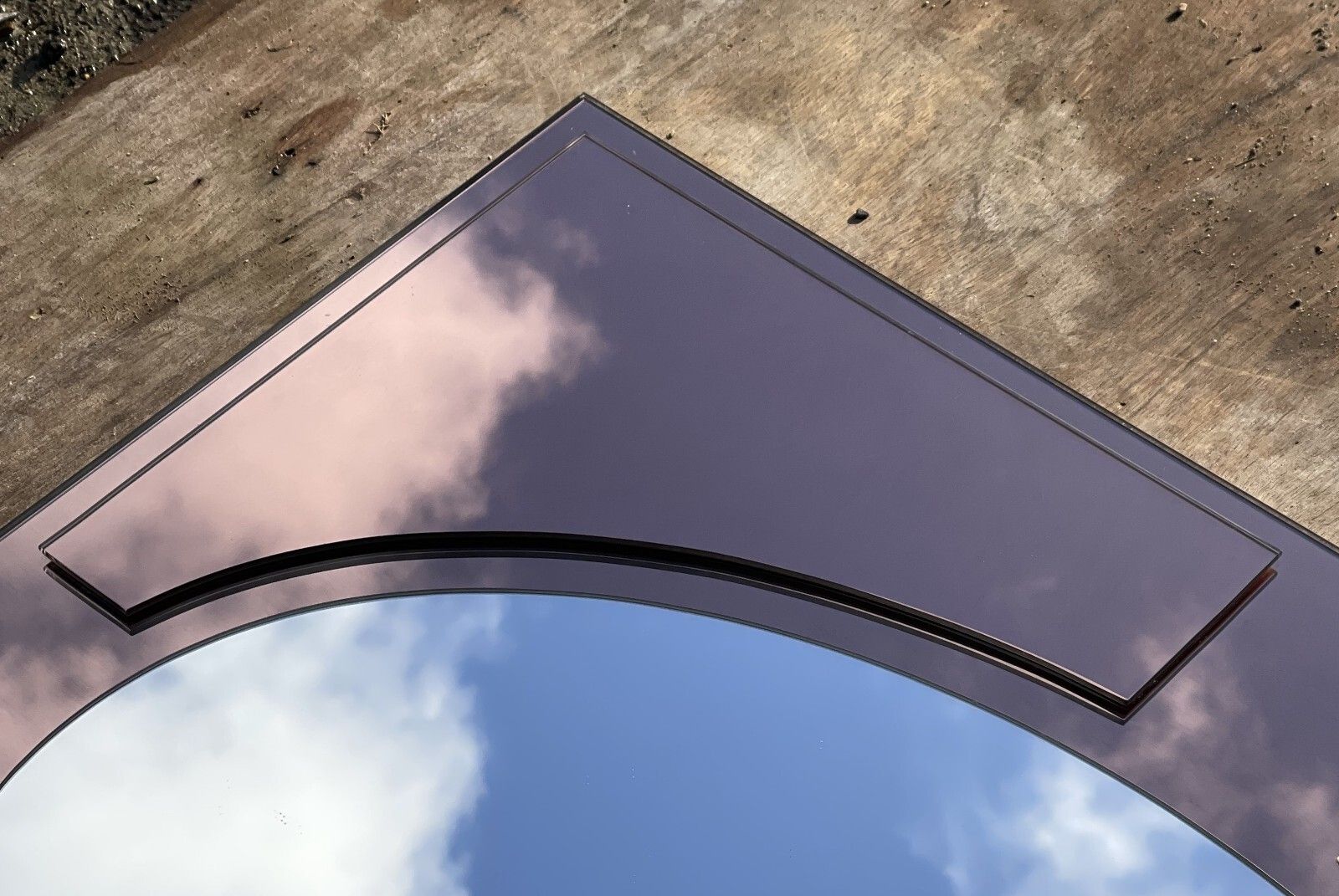 Home Decor Large Pair Of Art Deco Amber Peach Bevelled Wall Mirrors Stunning Glass Patina photo