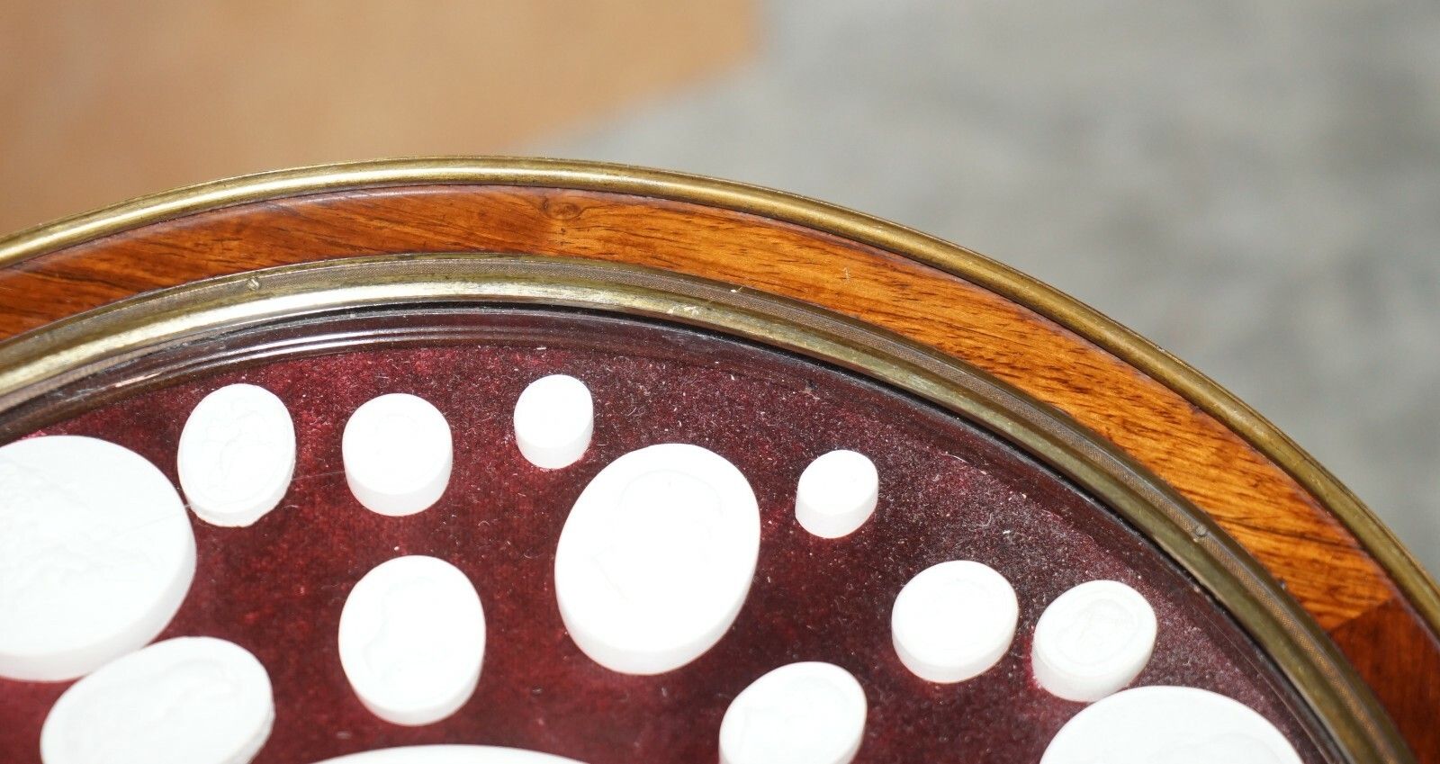 photo for sale Antique William IV 1830 Rosewood Side Table + Grand Tour Cameo Display Case Top