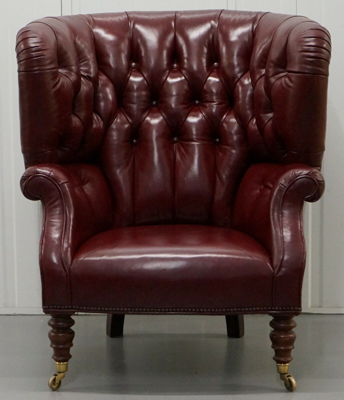 Rrp £7000 Oxblood Leather Baker Furniture Chesterfield Porters Barrel Armchair photo for sale
