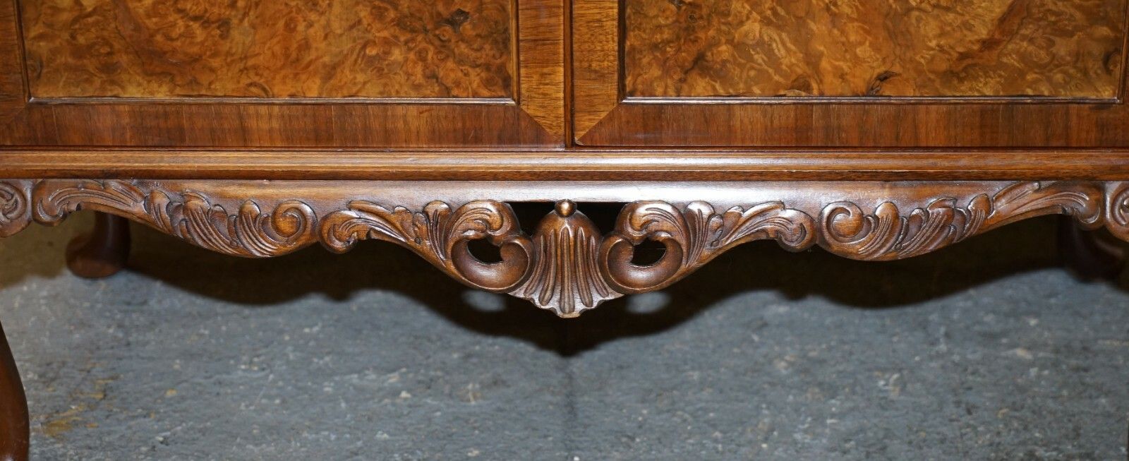 Furniture Sublime Art Deco Drinks Cabinet With Exquisite Burr Walnut Panels Cabriole Legs photo
